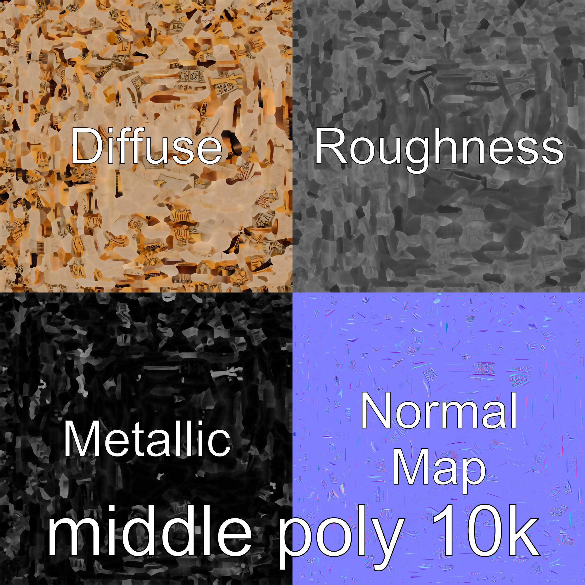 Ancient Egyptian Treasure Chest with Hieroglyphic Carvings Low-poly 3D model_33