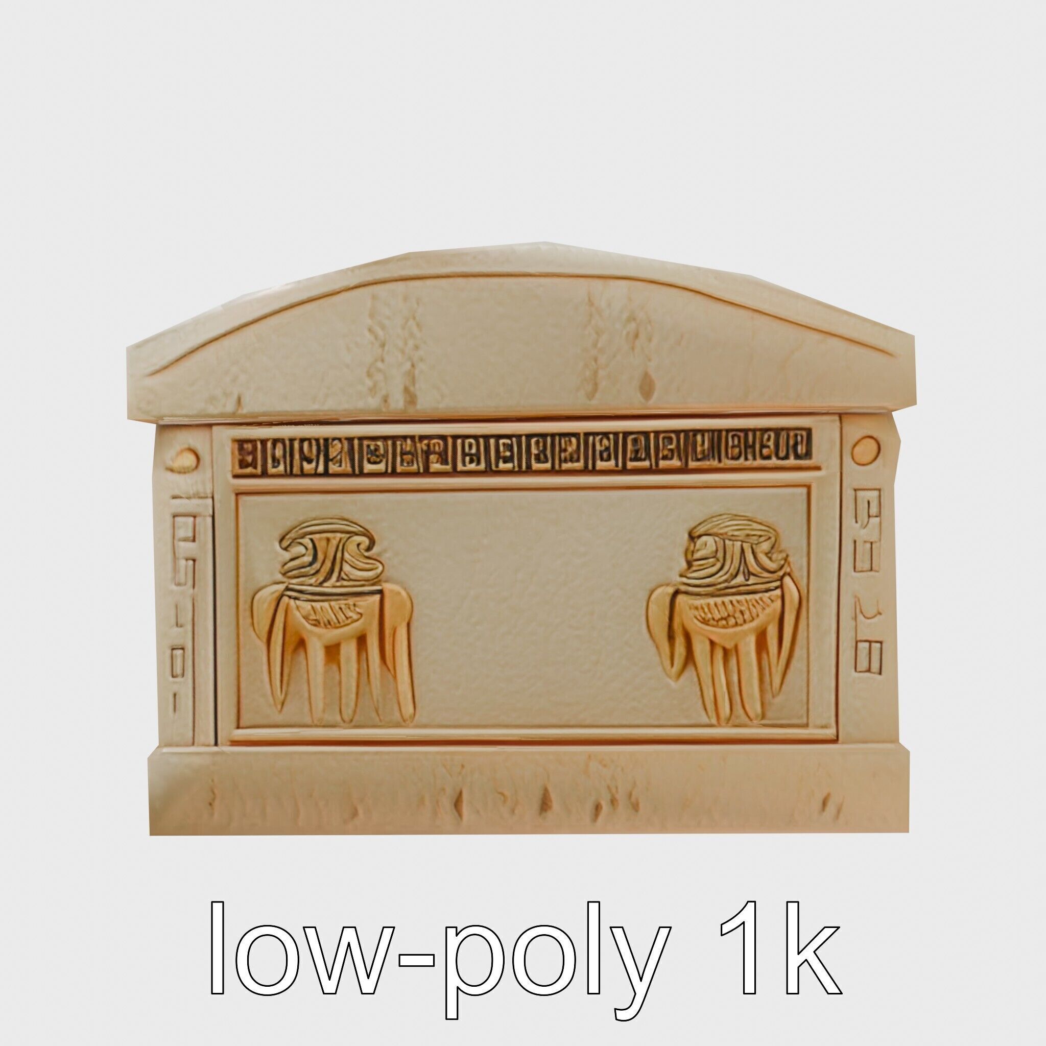 Ancient Egyptian Treasure Chest with Hieroglyphic Carvings Low-poly 3D model_7