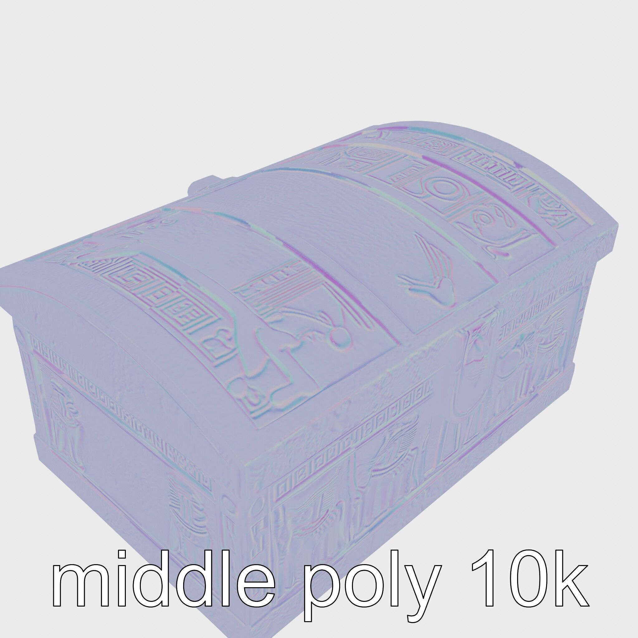 Ancient Egyptian Treasure Chest with Hieroglyphic Carvings Low-poly 3D model_15