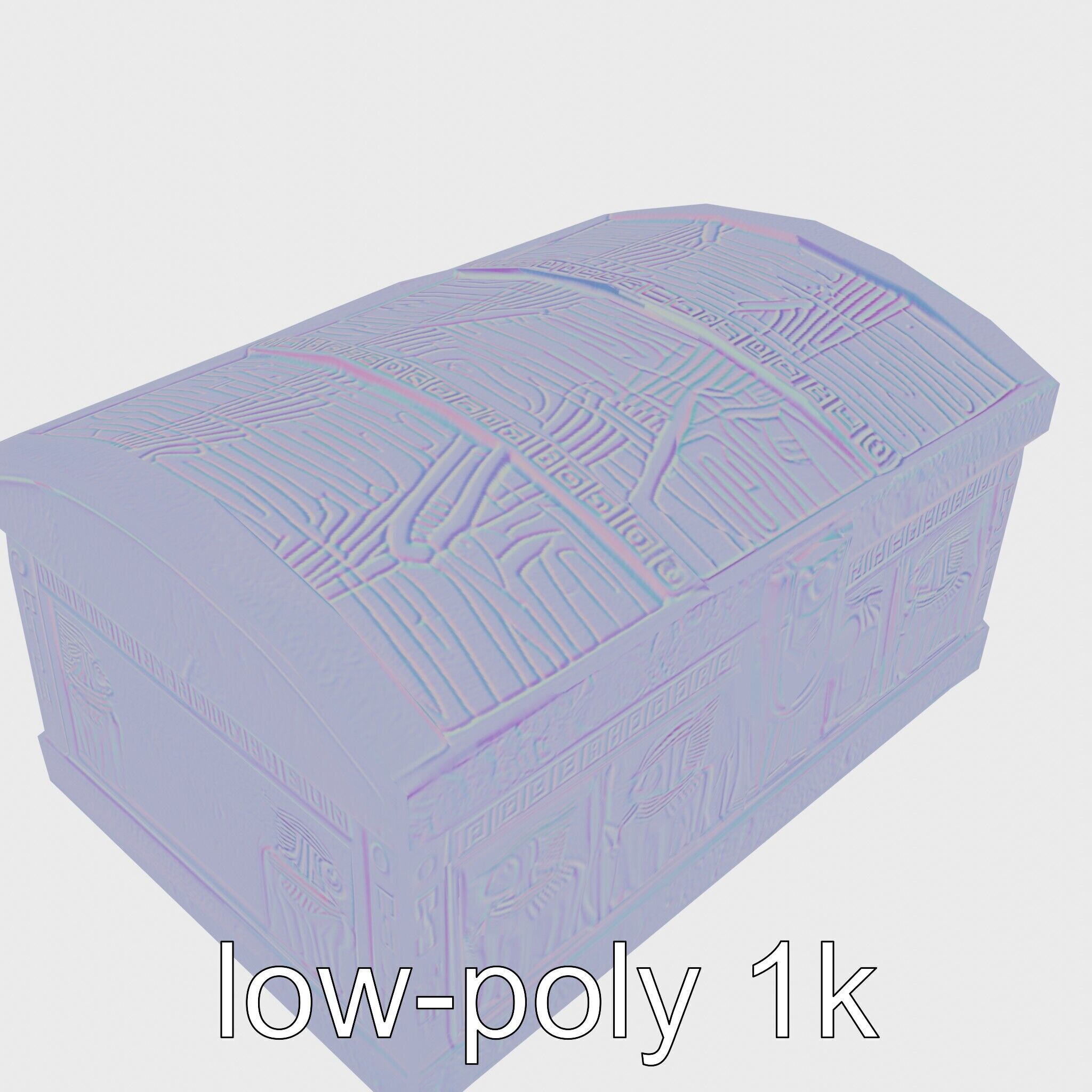 Ancient Egyptian Treasure Chest with Hieroglyphic Carvings Low-poly 3D model_26