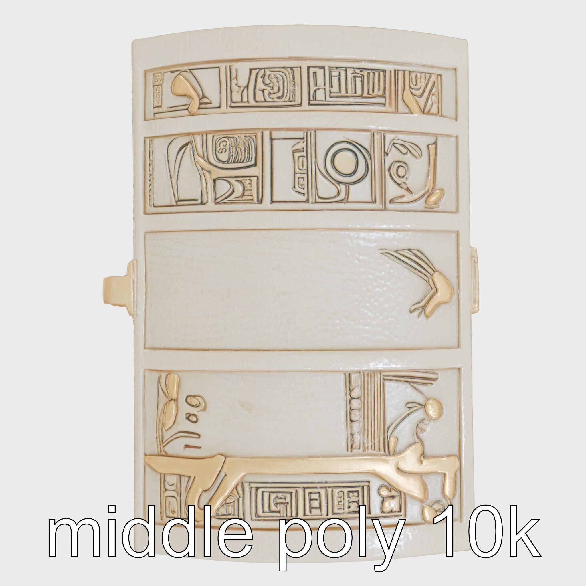 Ancient Egyptian Treasure Chest with Hieroglyphic Carvings Low-poly 3D model_14