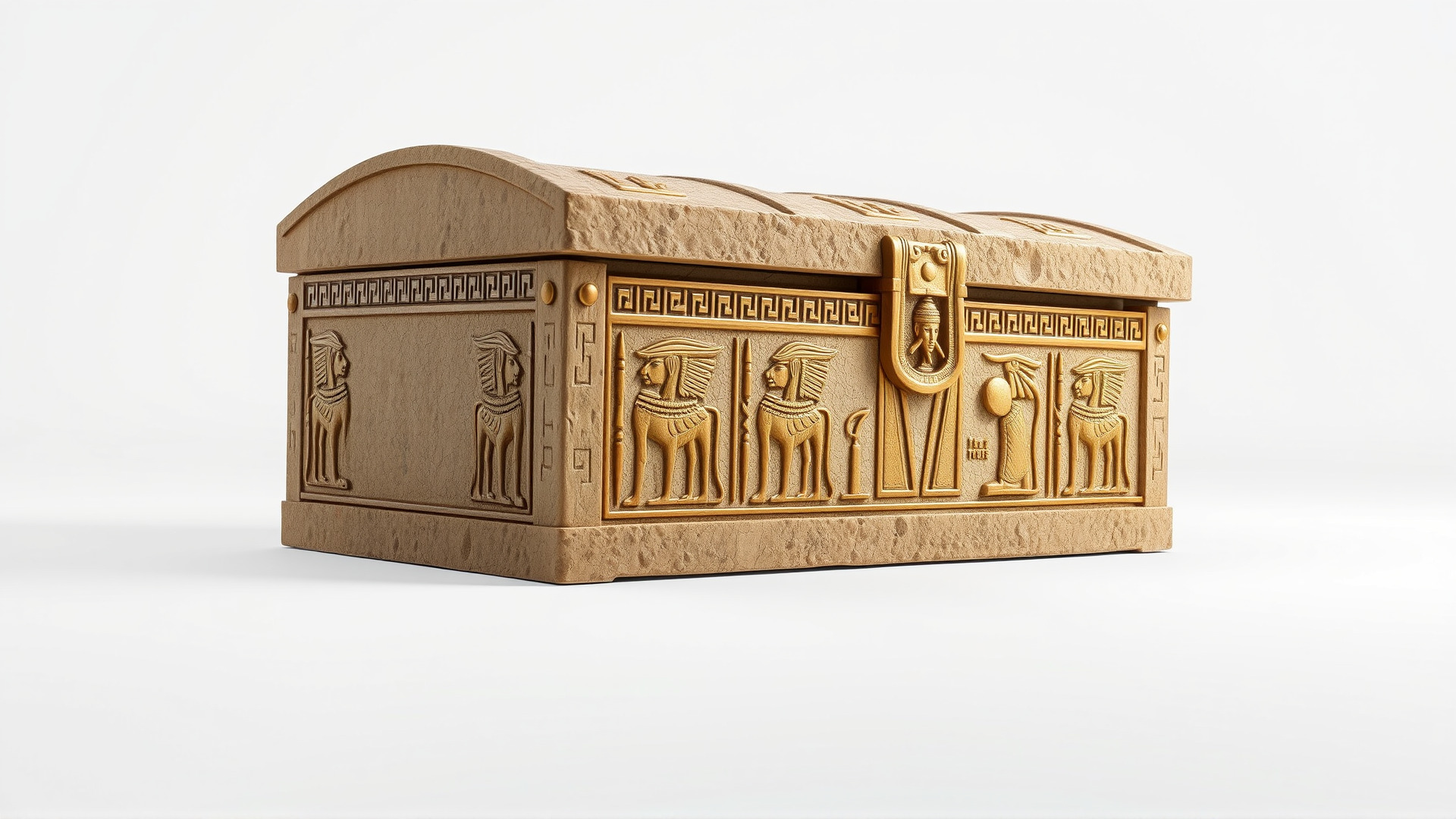 Ancient Egyptian Treasure Chest with Hieroglyphic Carvings Low-poly 3D model_6