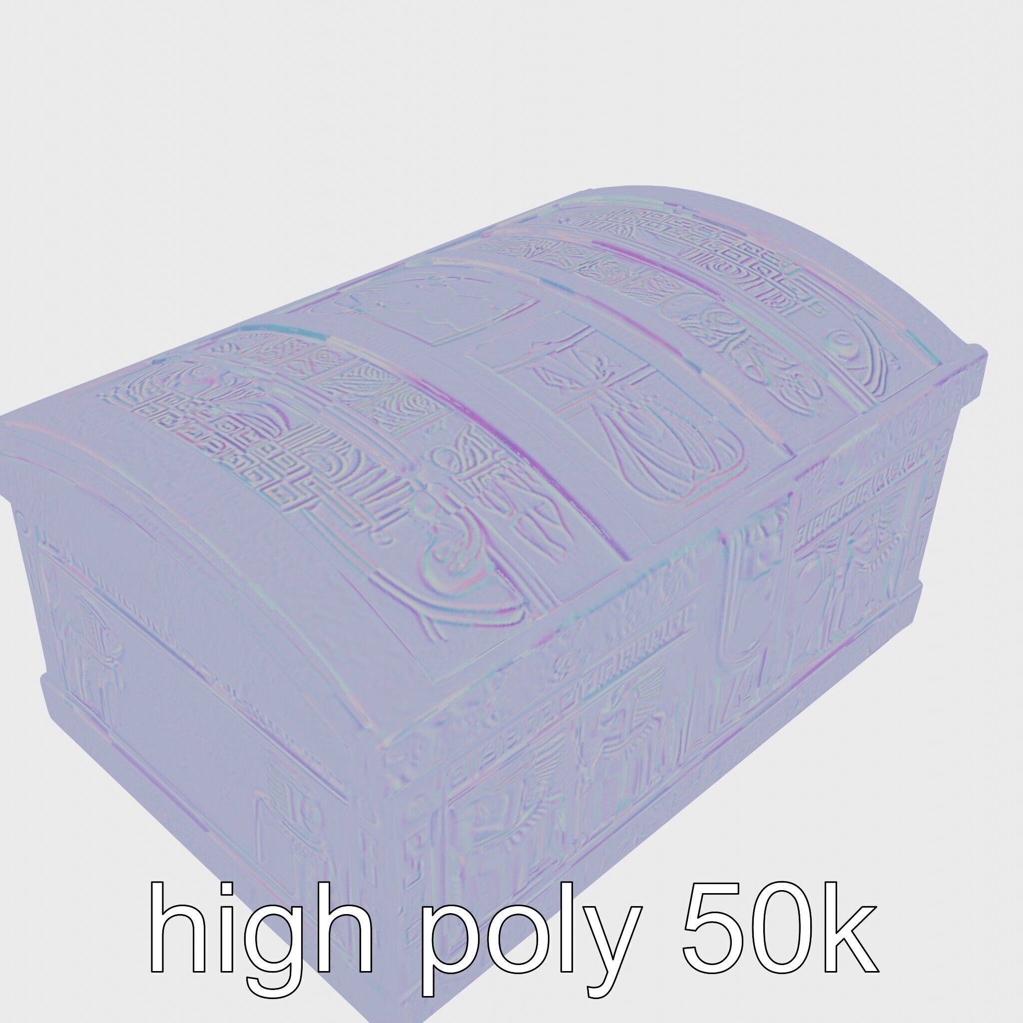 Ancient Egyptian Treasure Chest with Hieroglyphic Carvings Low-poly 3D model_24