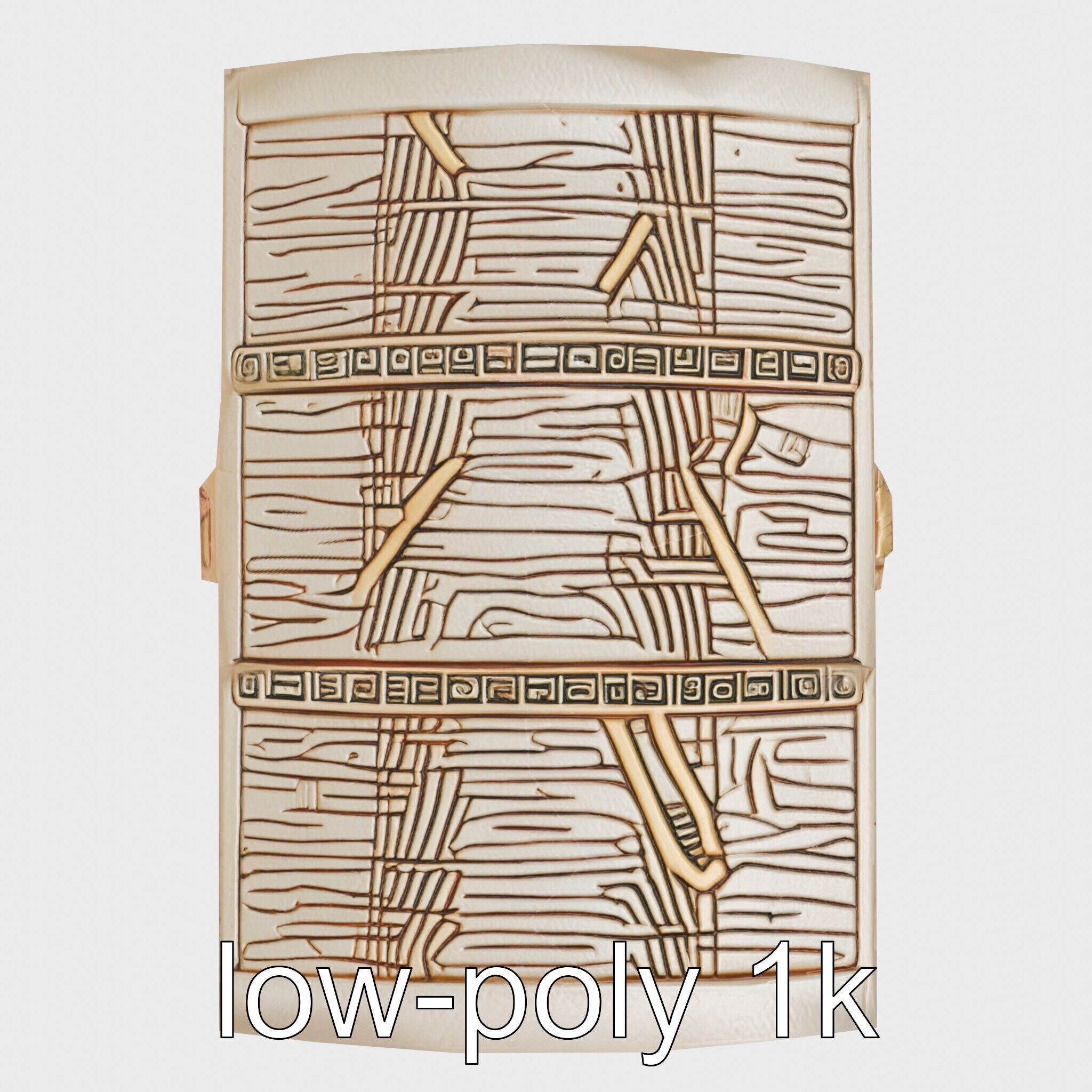 Ancient Egyptian Treasure Chest with Hieroglyphic Carvings Low-poly 3D model_22