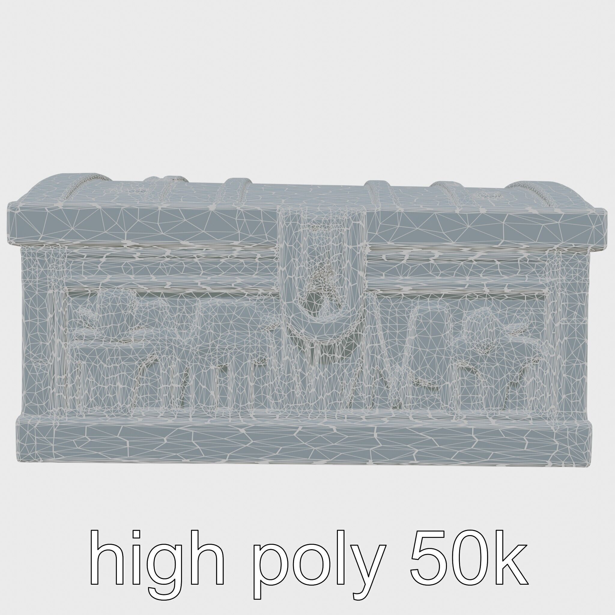 Ancient Egyptian Treasure Chest with Hieroglyphic Carvings Low-poly 3D model_30