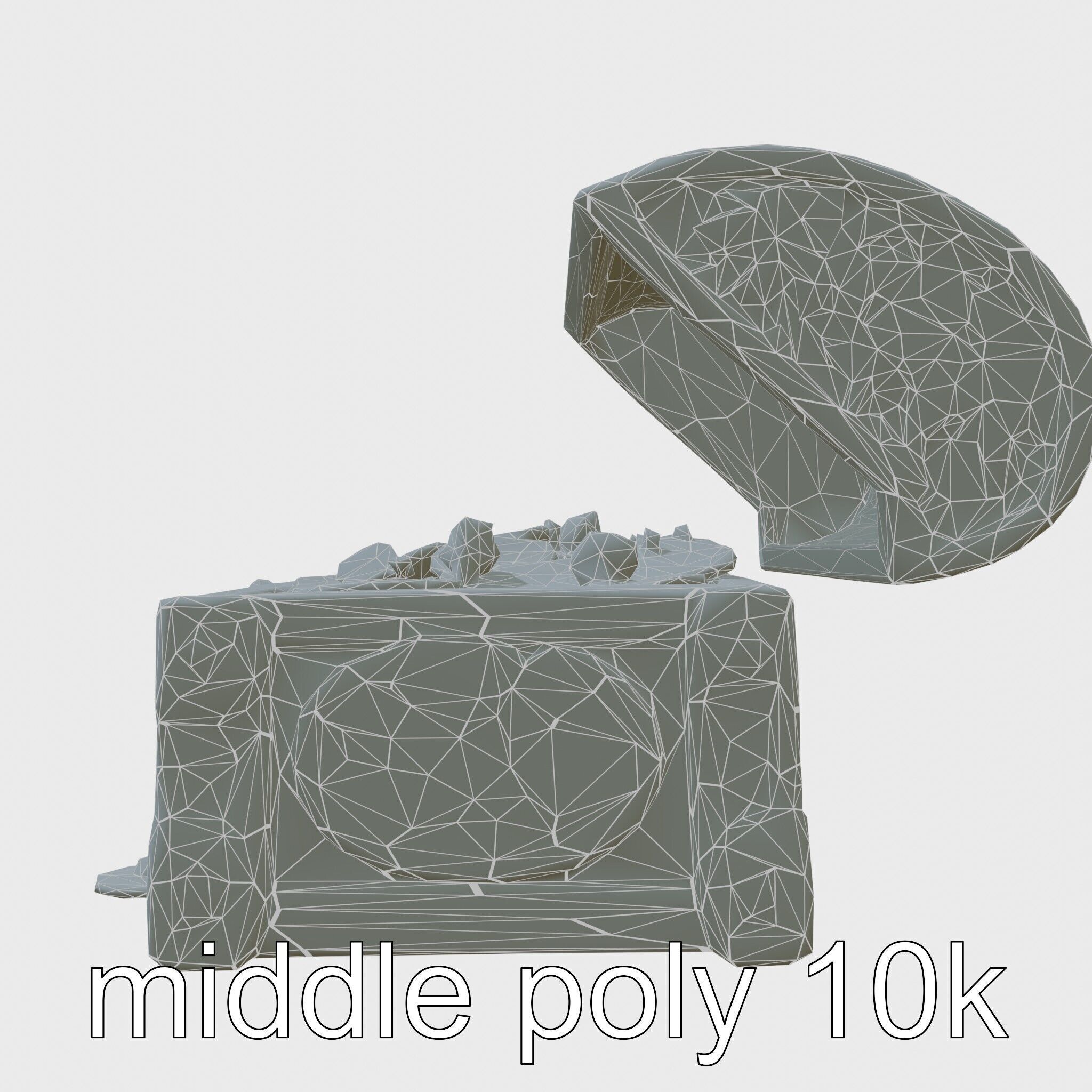 Celtic Open Treasure Chest with Emeralds and Ancient Coins Low-poly 3D model_9