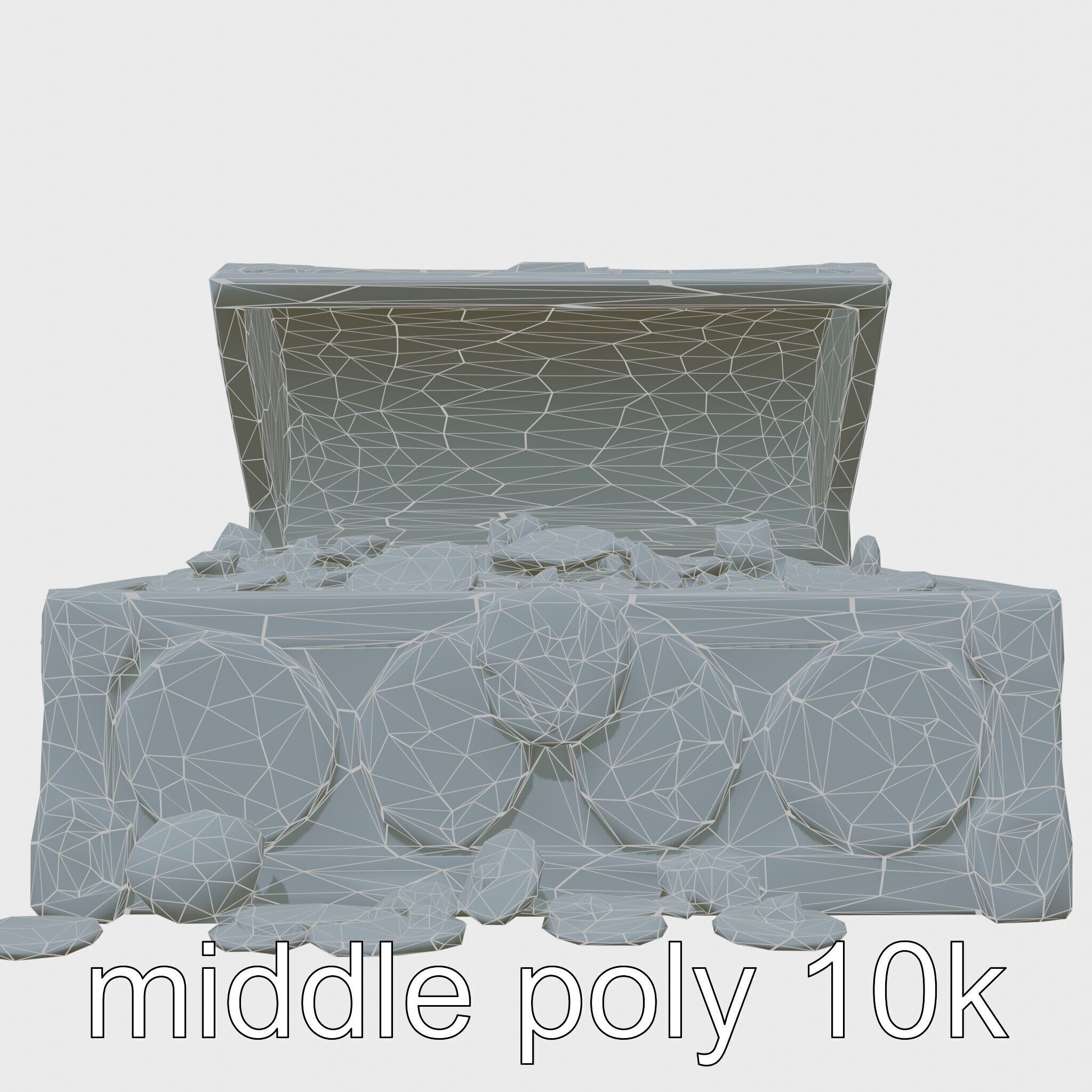 Celtic Open Treasure Chest with Emeralds and Ancient Coins Low-poly 3D model_16