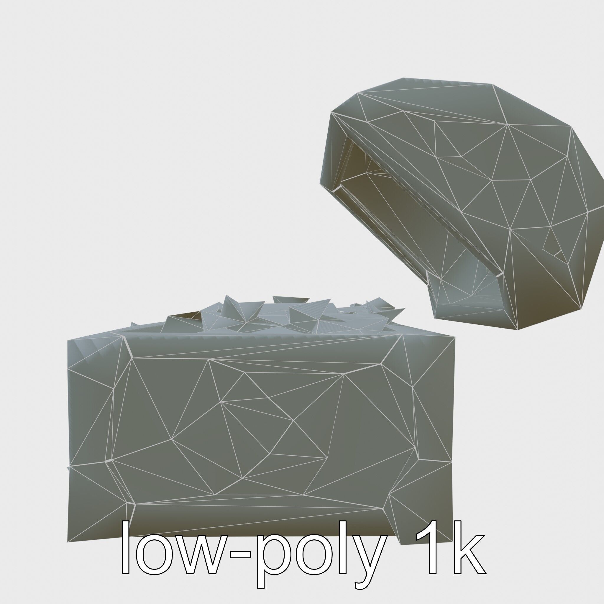 Celtic Open Treasure Chest with Emeralds and Ancient Coins Low-poly 3D model_10