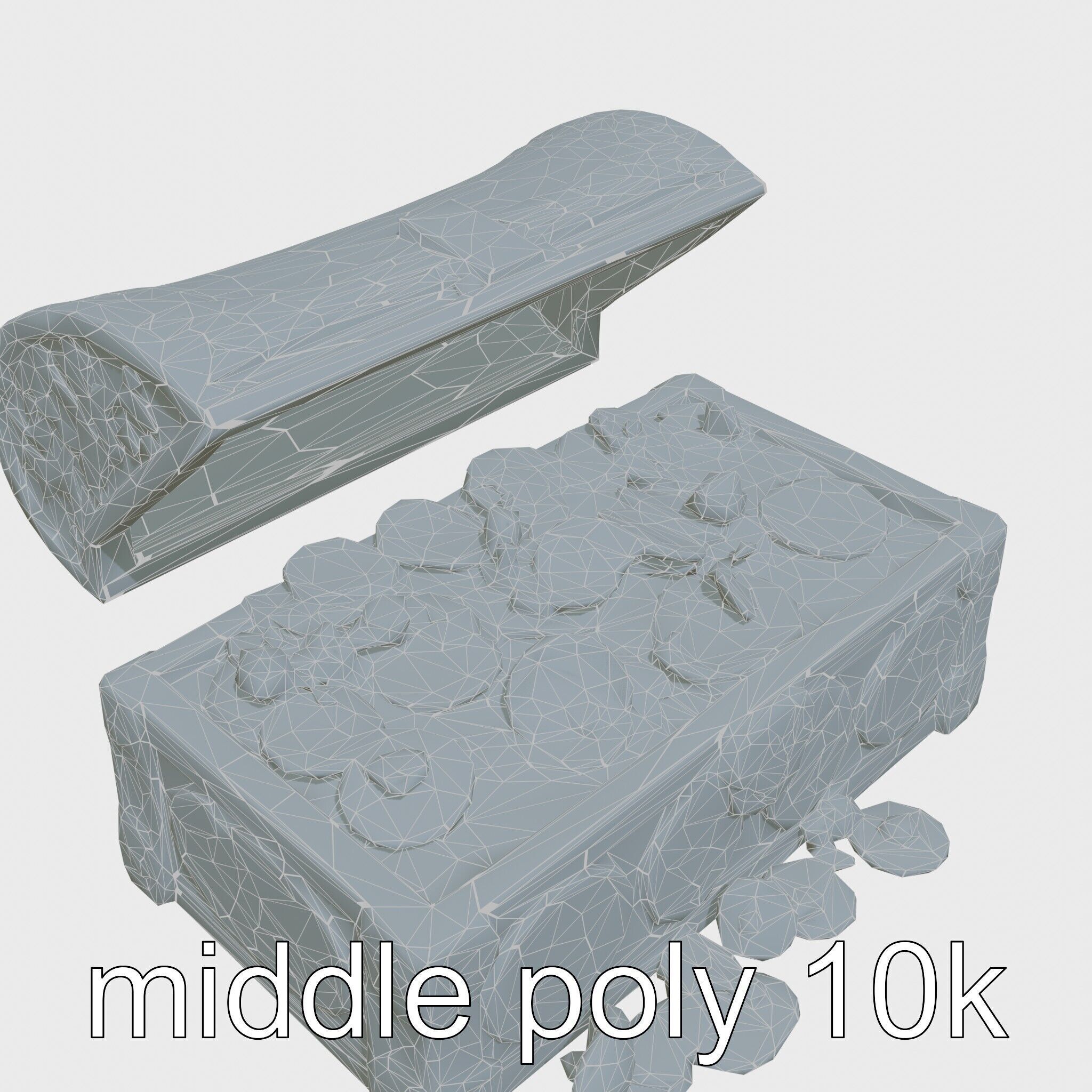 Celtic Open Treasure Chest with Emeralds and Ancient Coins Low-poly 3D model_29