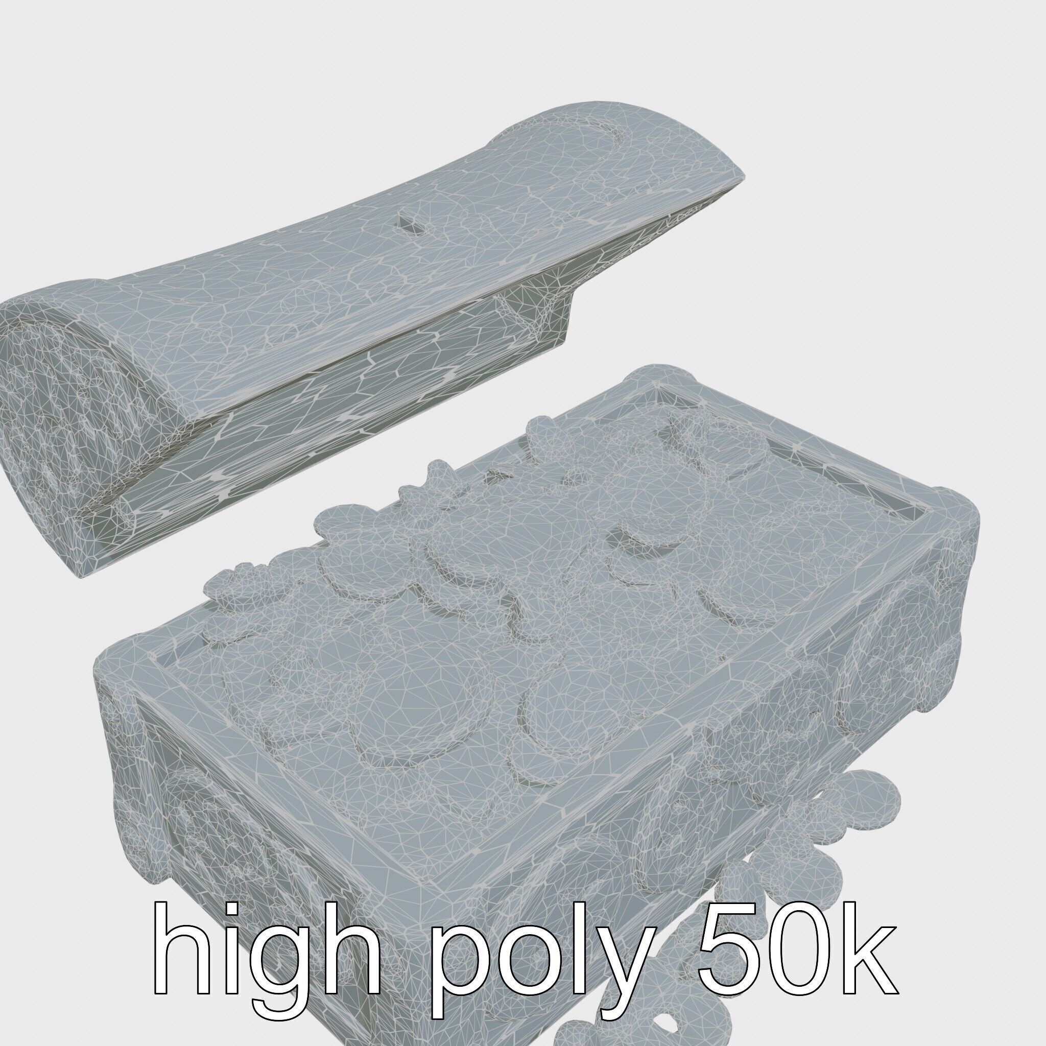 Celtic Open Treasure Chest with Emeralds and Ancient Coins Low-poly 3D model_20