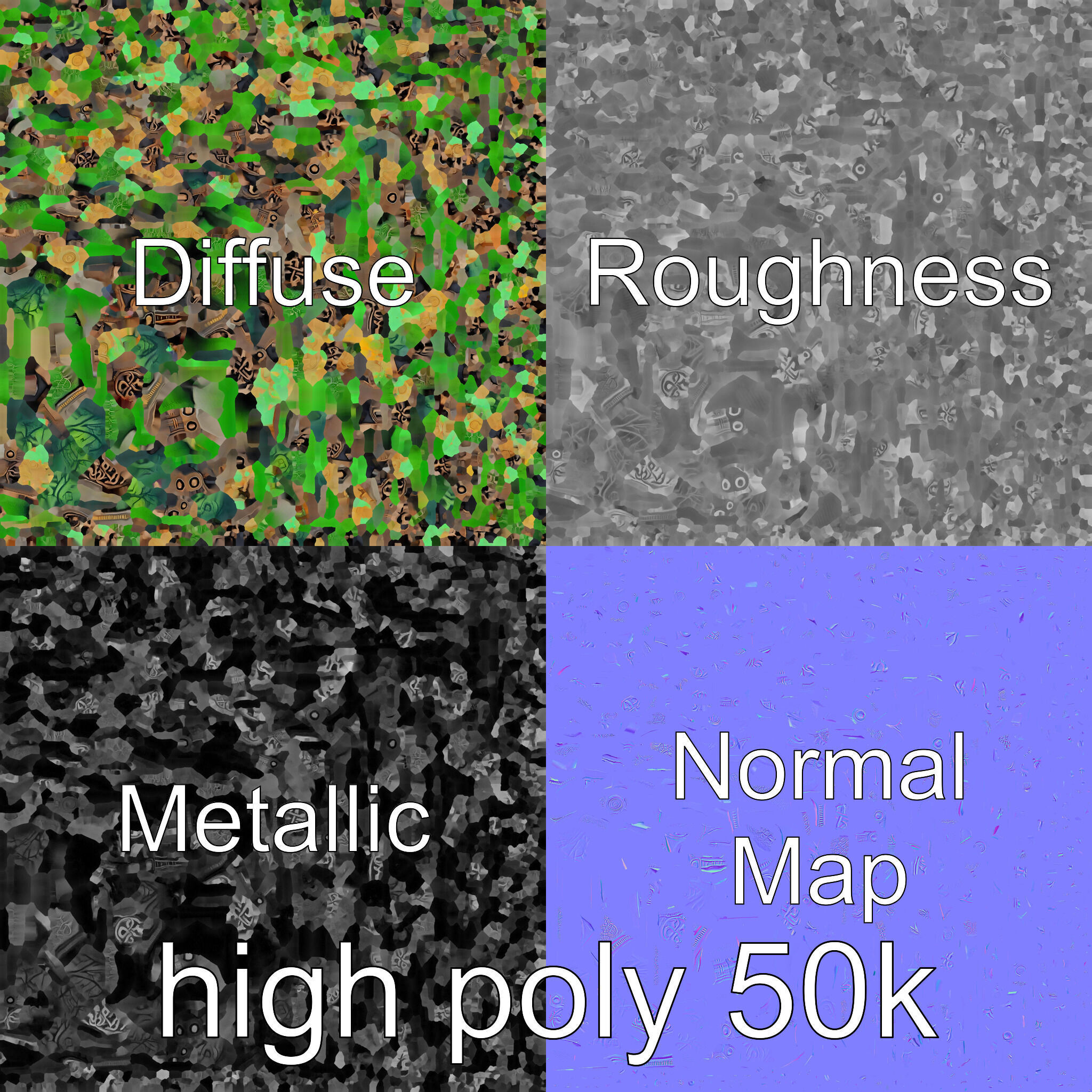 Celtic Open Treasure Chest with Emeralds and Ancient Coins Low-poly 3D model_33