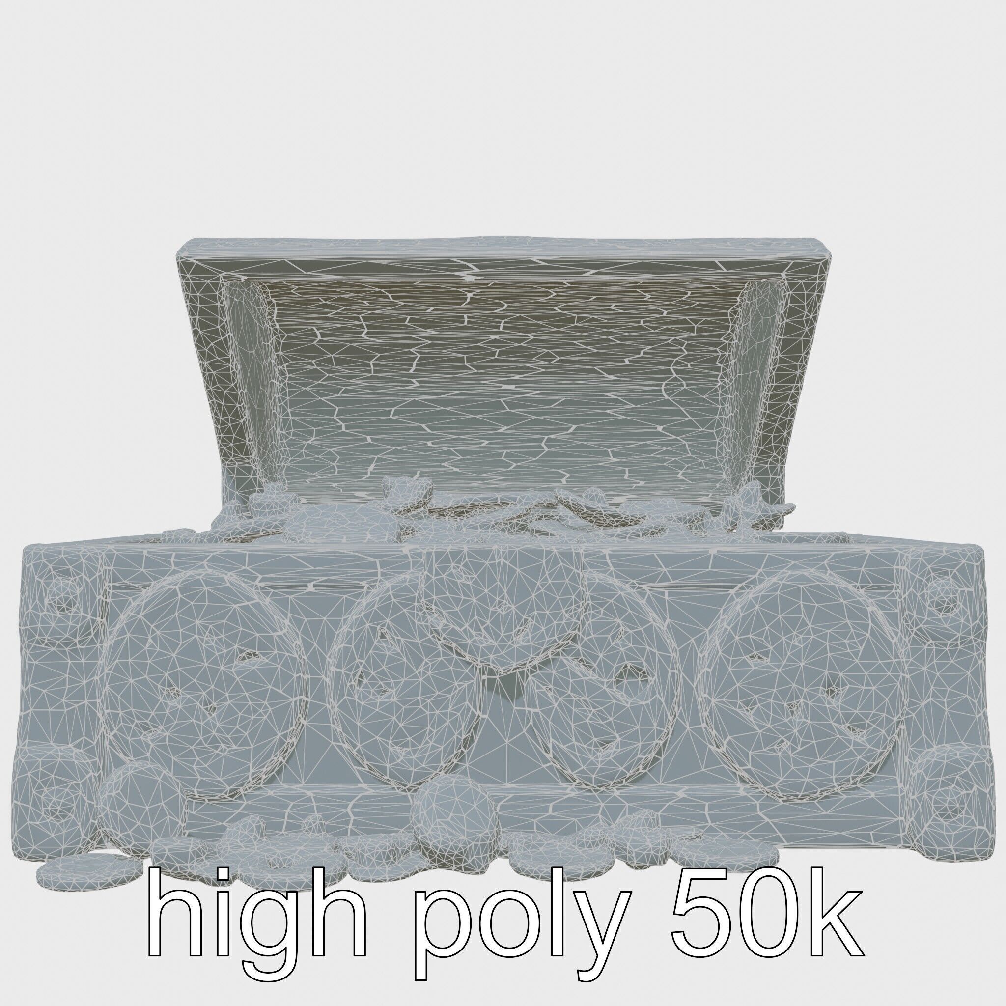 Celtic Open Treasure Chest with Emeralds and Ancient Coins Low-poly 3D model_23