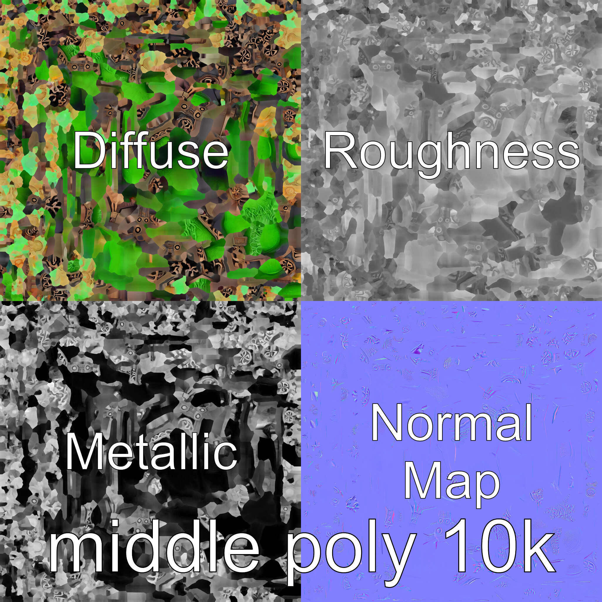 Celtic Open Treasure Chest with Emeralds and Ancient Coins Low-poly 3D model_32