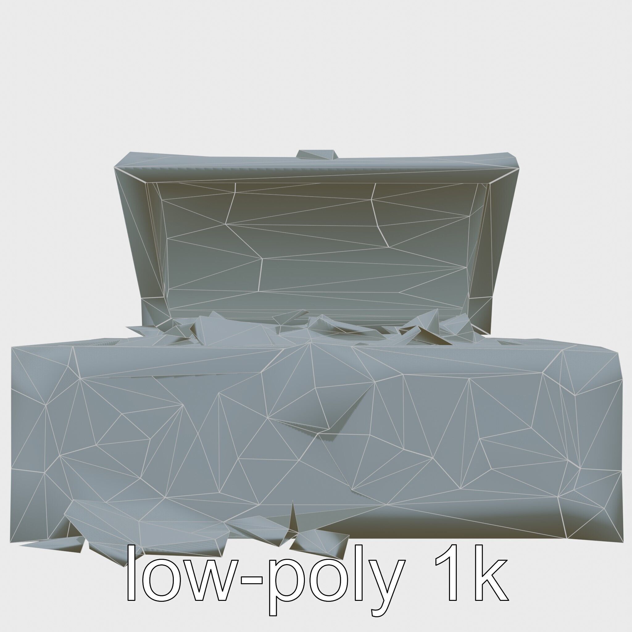 Celtic Open Treasure Chest with Emeralds and Ancient Coins Low-poly 3D model_22