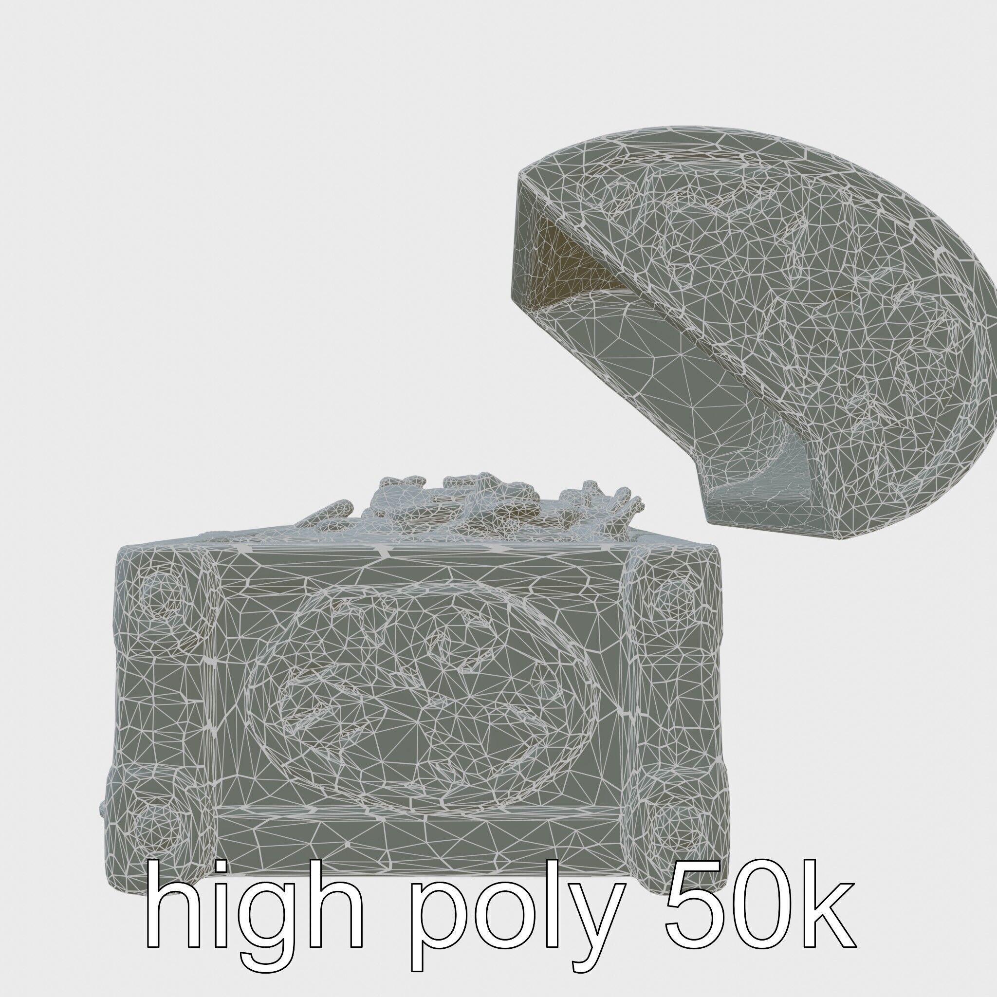 Celtic Open Treasure Chest with Emeralds and Ancient Coins Low-poly 3D model_21