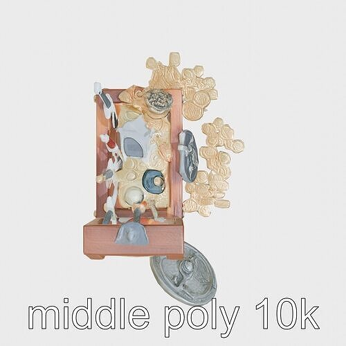 Medieval Treasure Chest with Weapons and Riches Low-poly 3D model