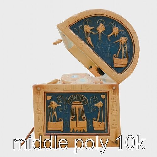 Ancient Egyptian Treasure Chest with Lapis Lazuli and Gold Low-poly 3D model