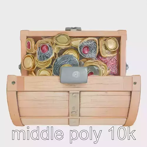 Pirate Treasure Chest with Gold Coins and Rubies