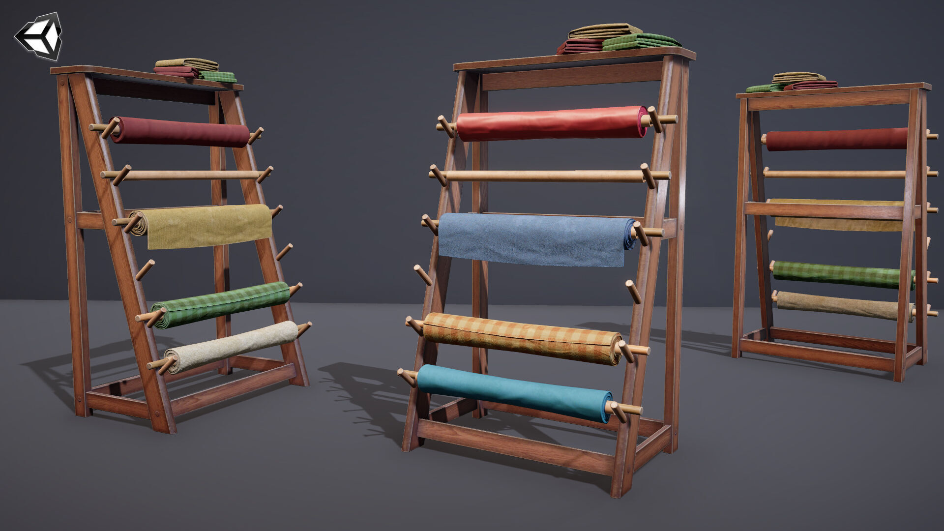 Rack Fabric Roll Textile Low-poly 3D model_11