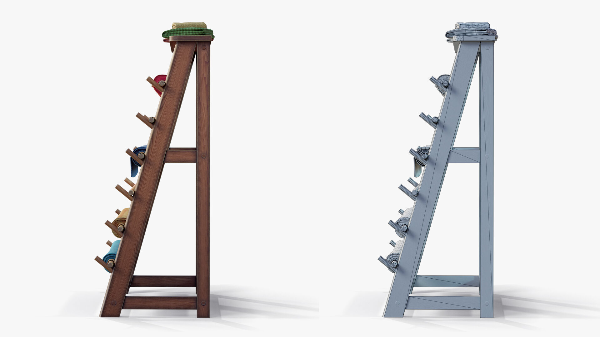 Rack Fabric Roll Textile Low-poly 3D model_6