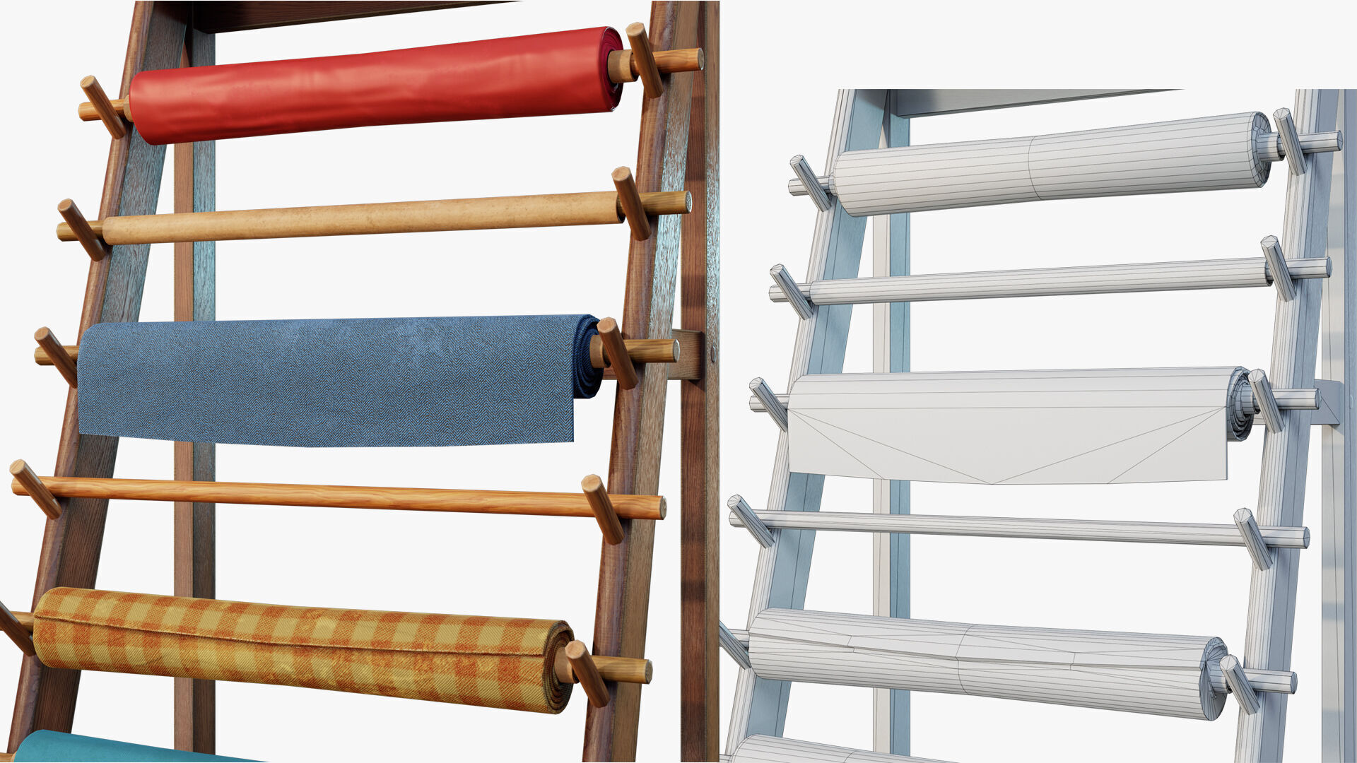 Rack Fabric Roll Textile Low-poly 3D model_8