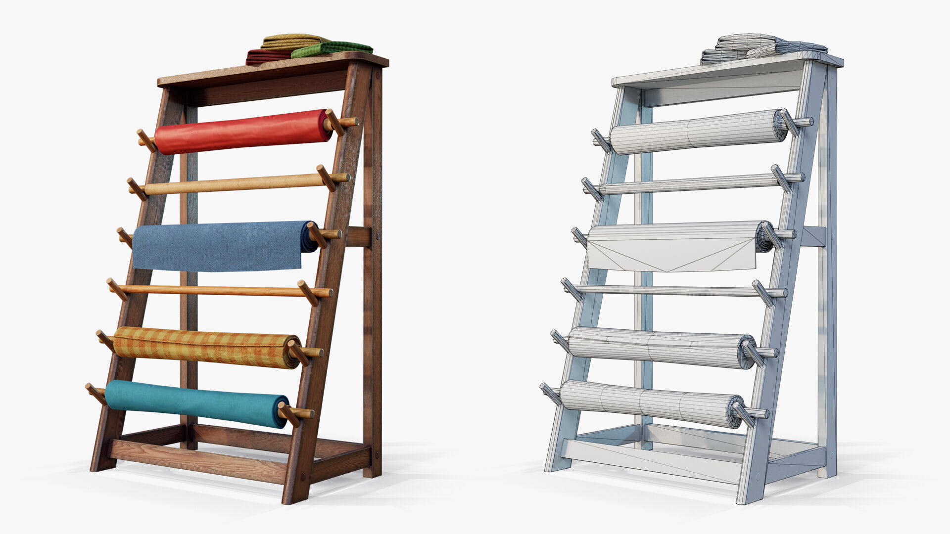 Rack Fabric Roll Textile Low-poly 3D model_2