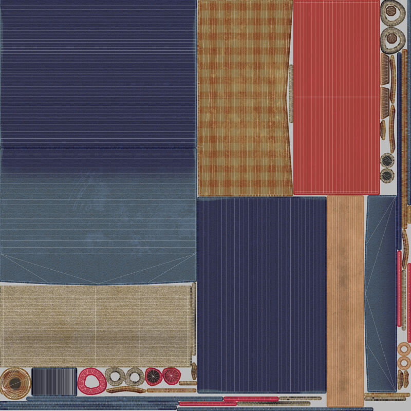 Rack Fabric Roll Textile Low-poly 3D model_13