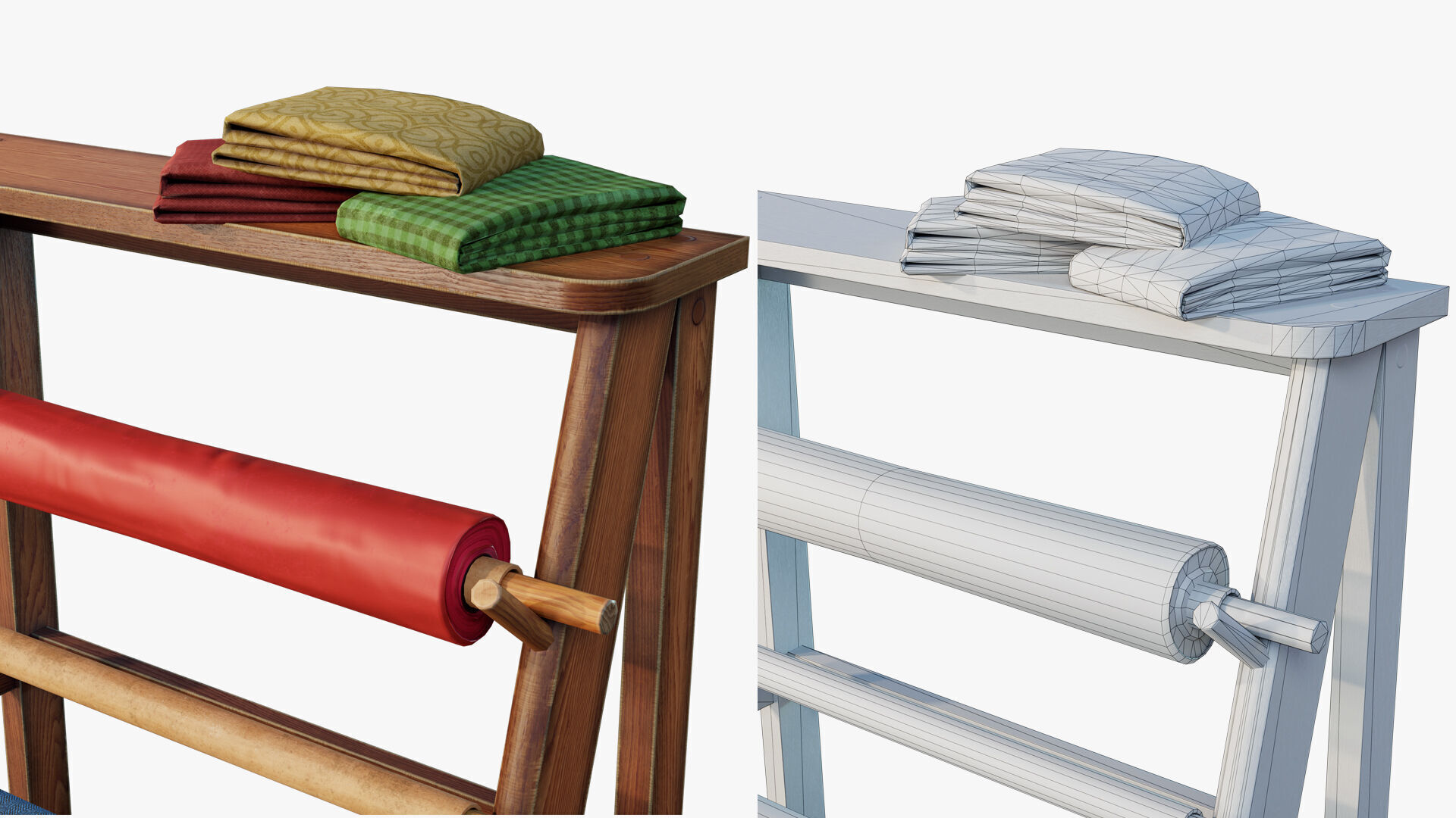 Rack Fabric Roll Textile Low-poly 3D model_9