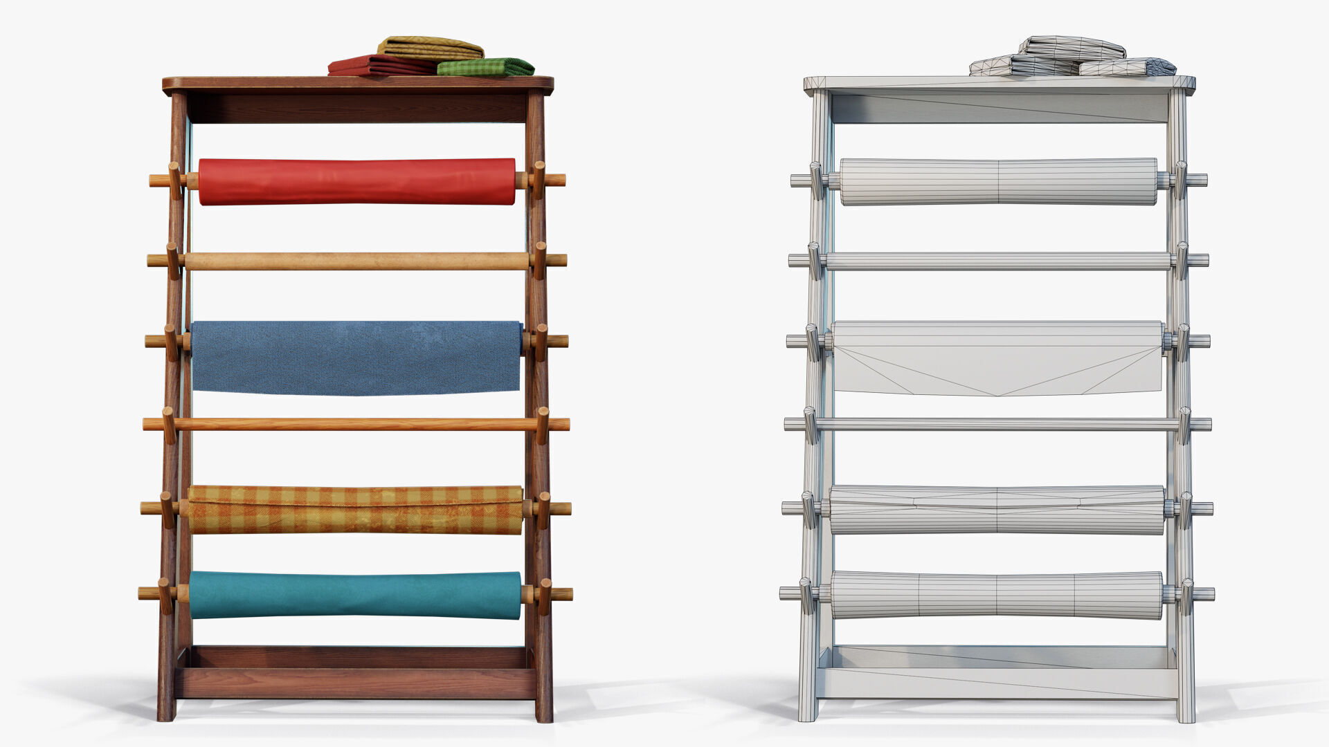 Rack Fabric Roll Textile Low-poly 3D model_5
