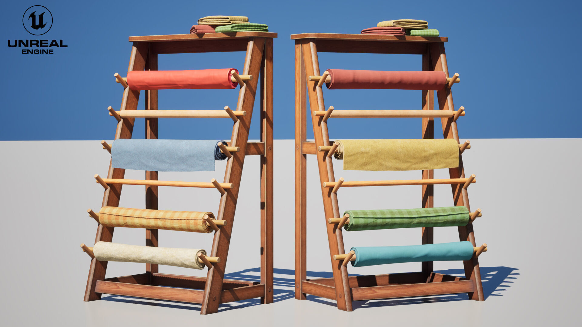 Rack Fabric Roll Textile Low-poly 3D model_10