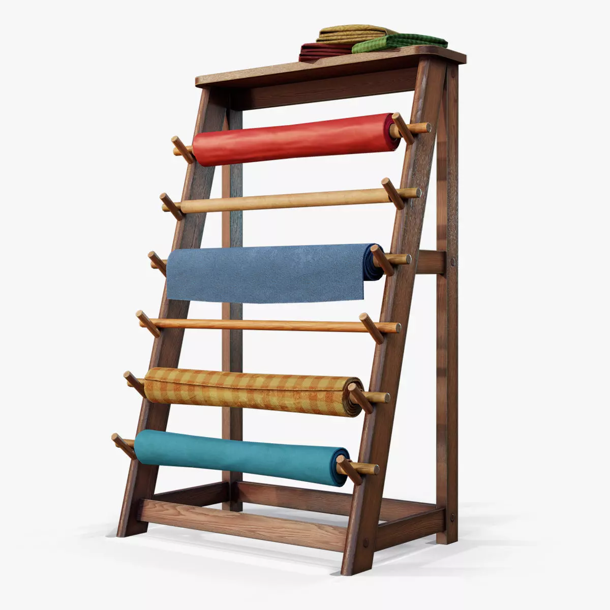 Rack Fabric Roll Textile Low-poly 3D model_0