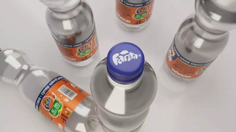 Empty fanta bottle Free 3D model_2