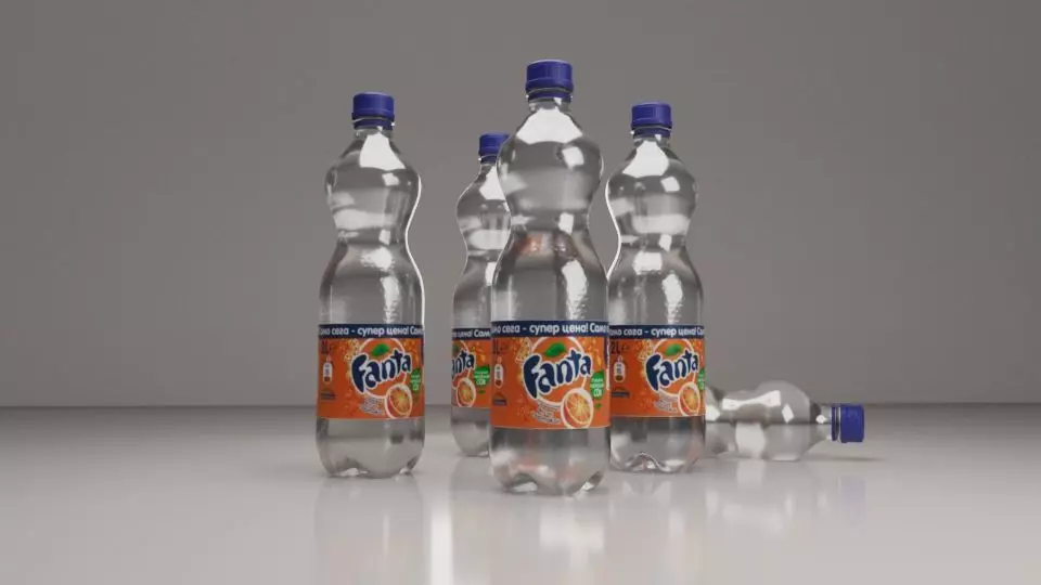 Empty fanta bottle Free 3D model_0