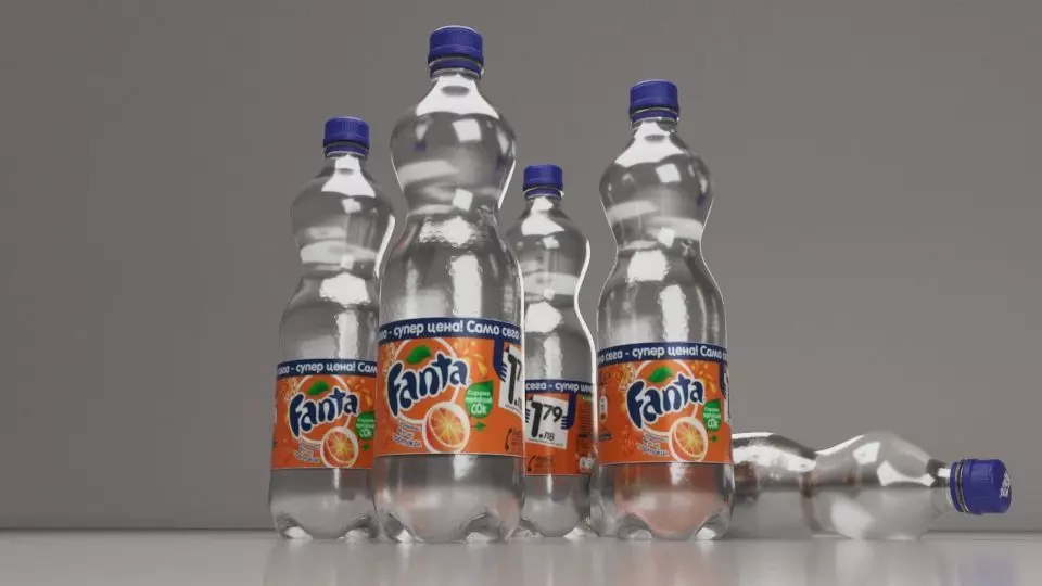 Empty fanta bottle Free 3D model_3