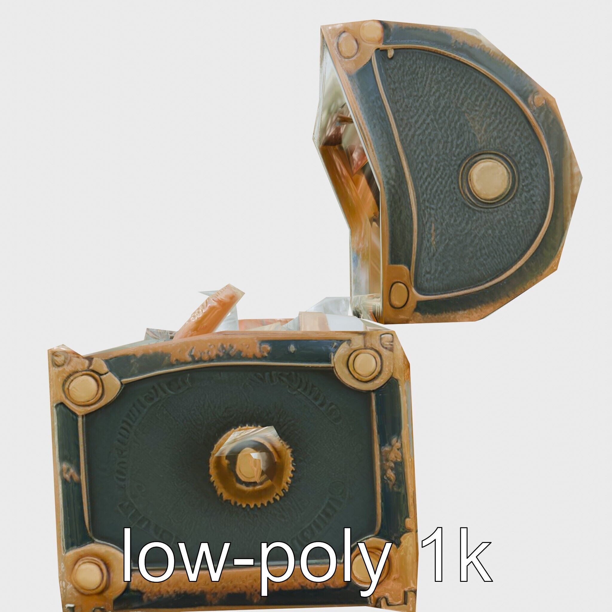 Steampunk Treasure Chest with Mechanical Details Low-poly 3D model_13