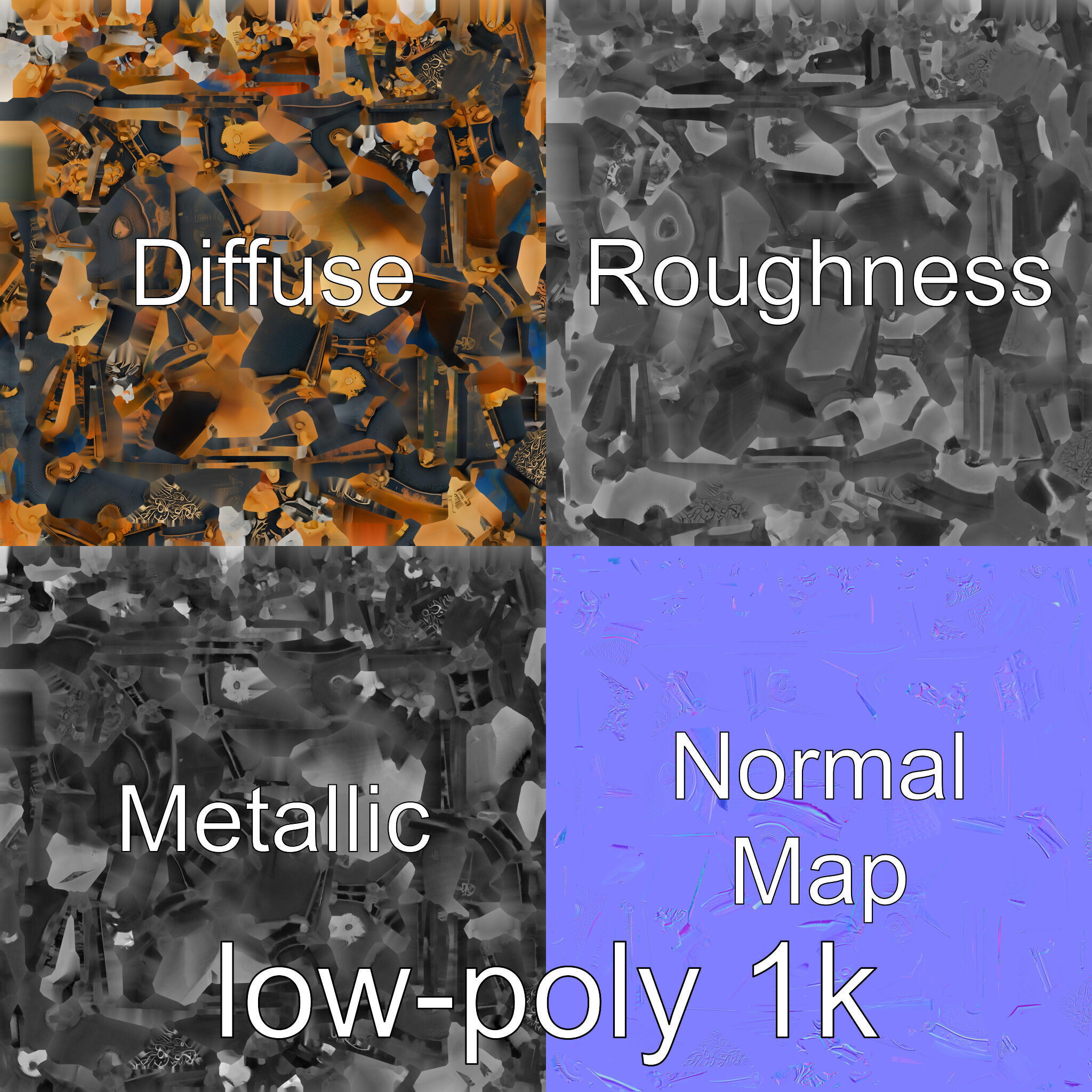 Steampunk Treasure Chest with Mechanical Details Low-poly 3D model_4