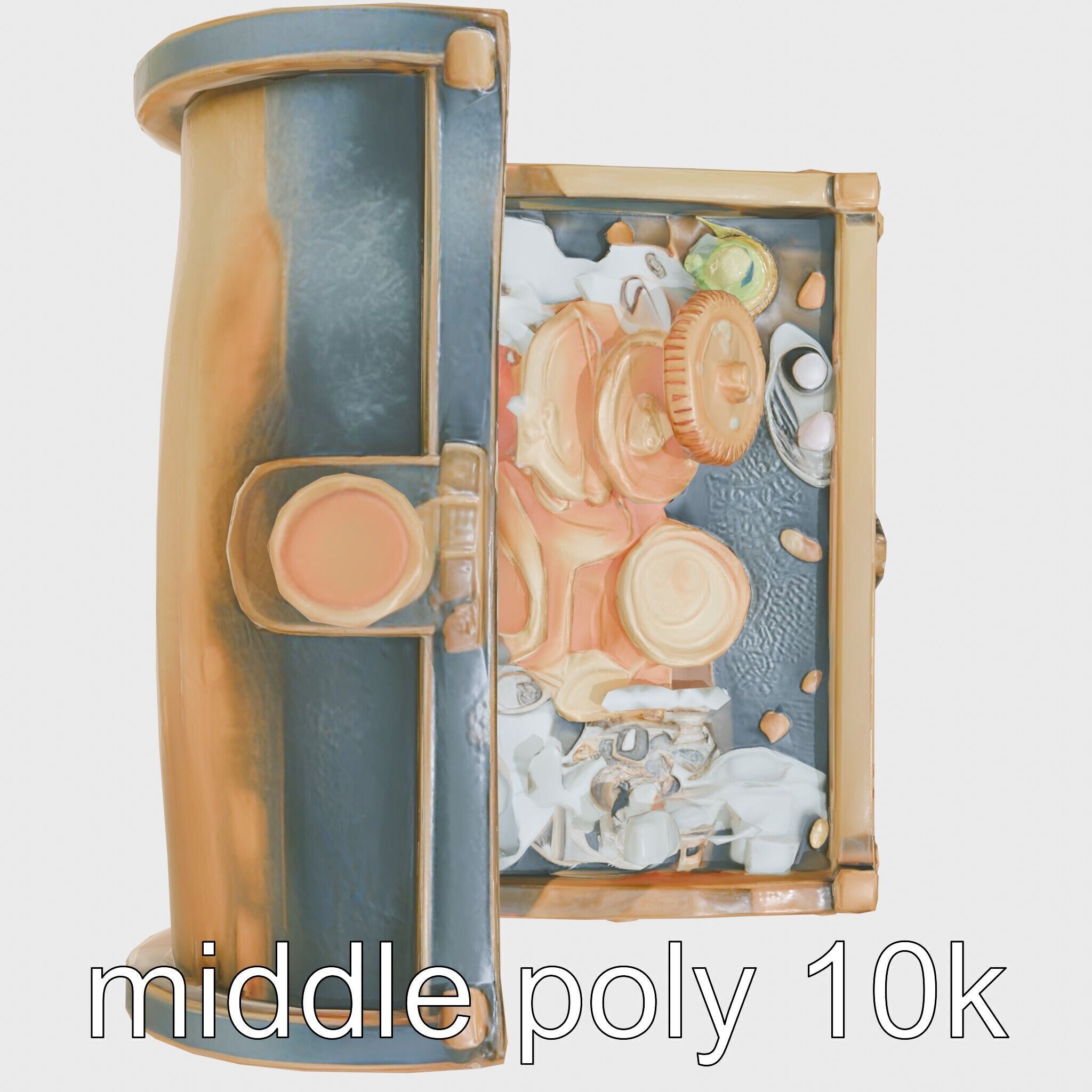 Steampunk Treasure Chest with Mechanical Details Low-poly 3D model_19