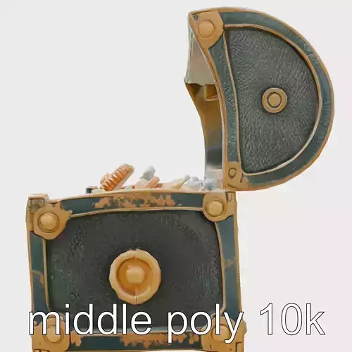 Steampunk Treasure Chest with Mechanical Details Low-poly 3D model Steampunk Treasure Chest with Mechanical Details Low-poly 3D model