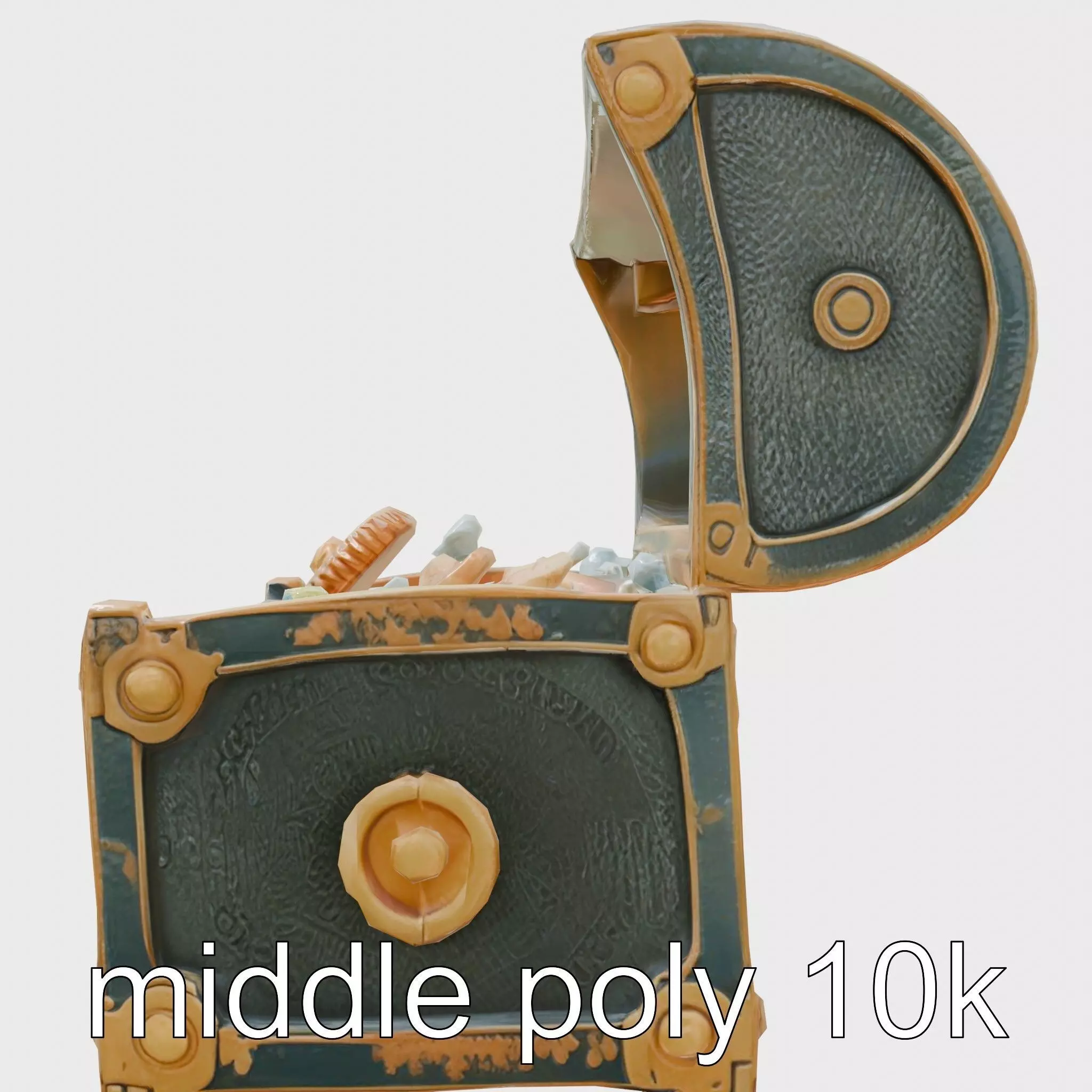 Steampunk Treasure Chest with Mechanical Details Low-poly 3D model_0