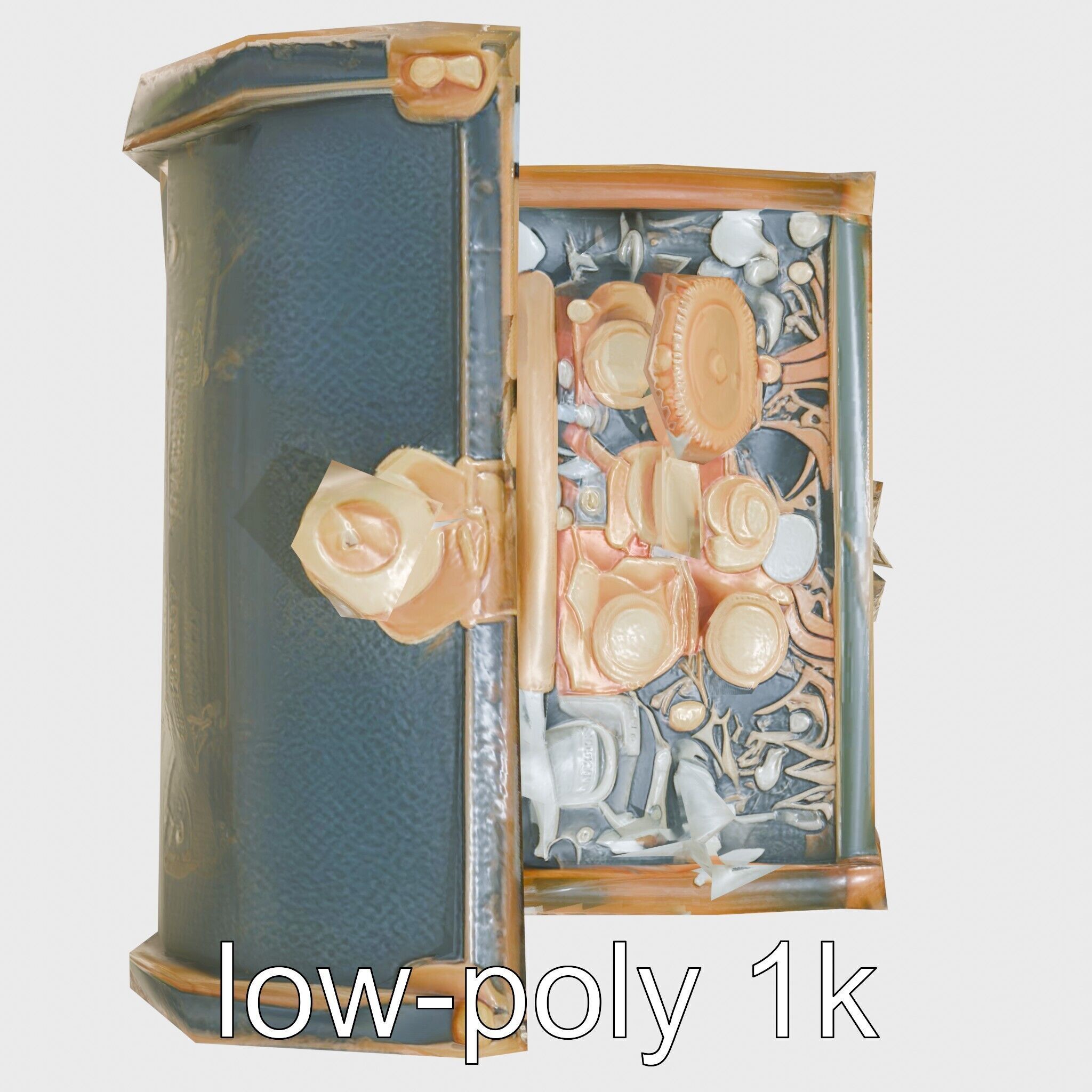 Steampunk Treasure Chest with Mechanical Details Low-poly 3D model_7