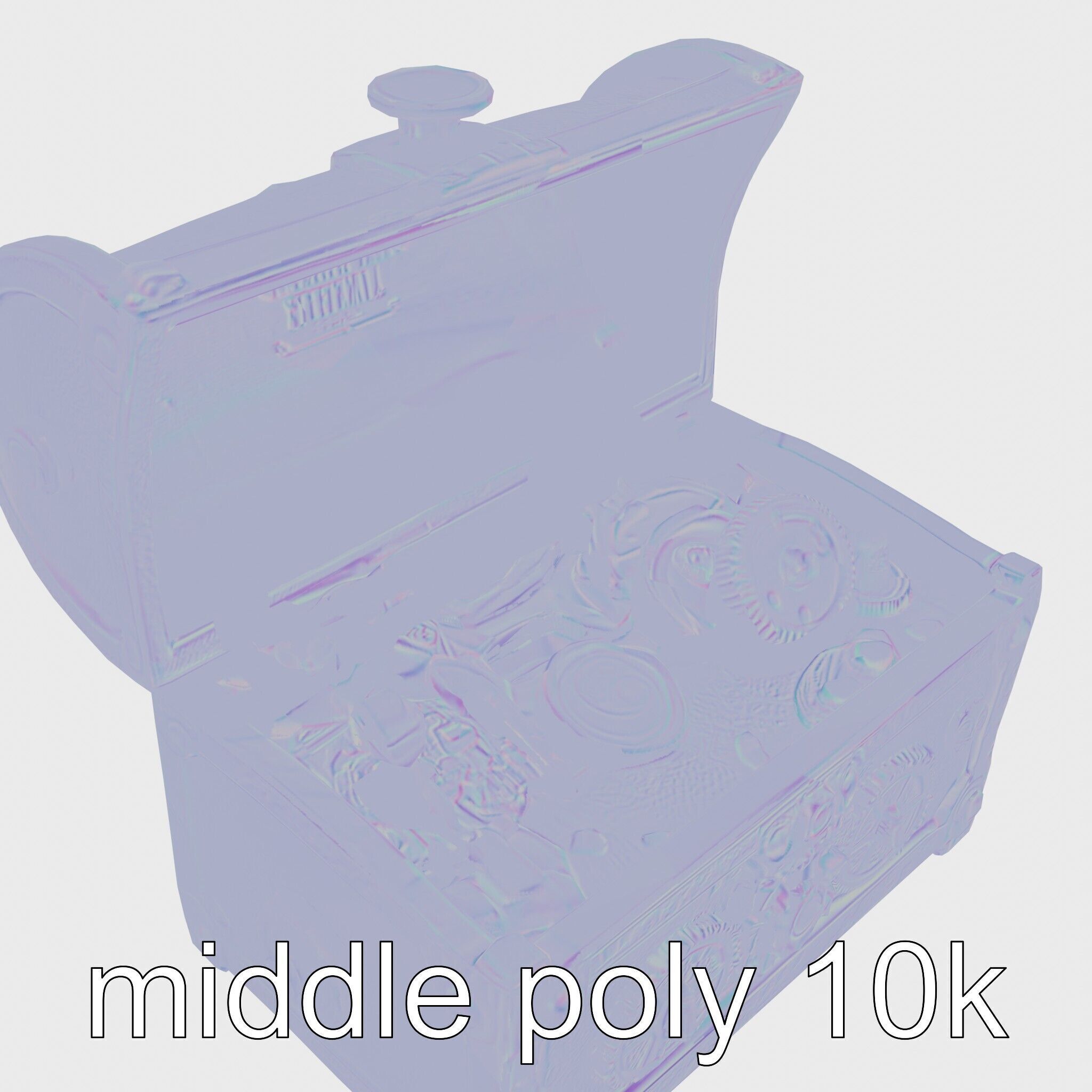 Steampunk Treasure Chest with Mechanical Details Low-poly 3D model_17