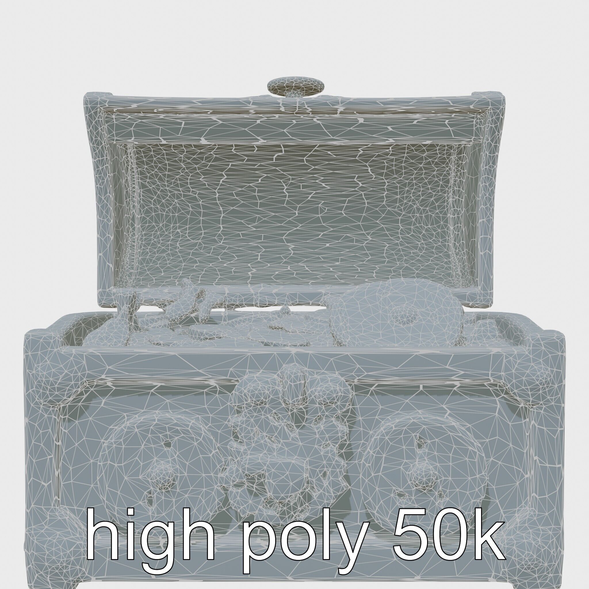 Steampunk Treasure Chest with Mechanical Details Low-poly 3D model_8