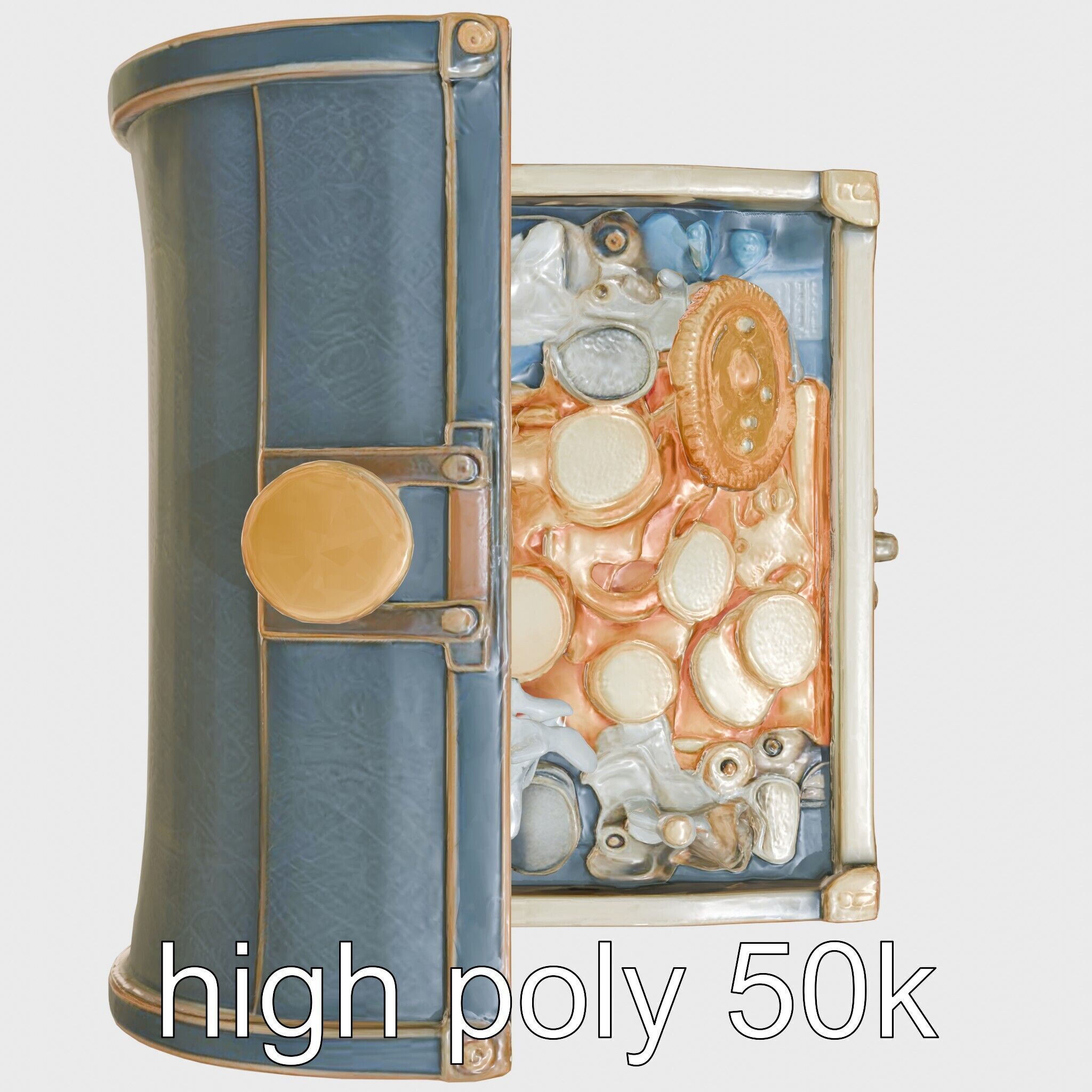 Steampunk Treasure Chest with Mechanical Details Low-poly 3D model_11