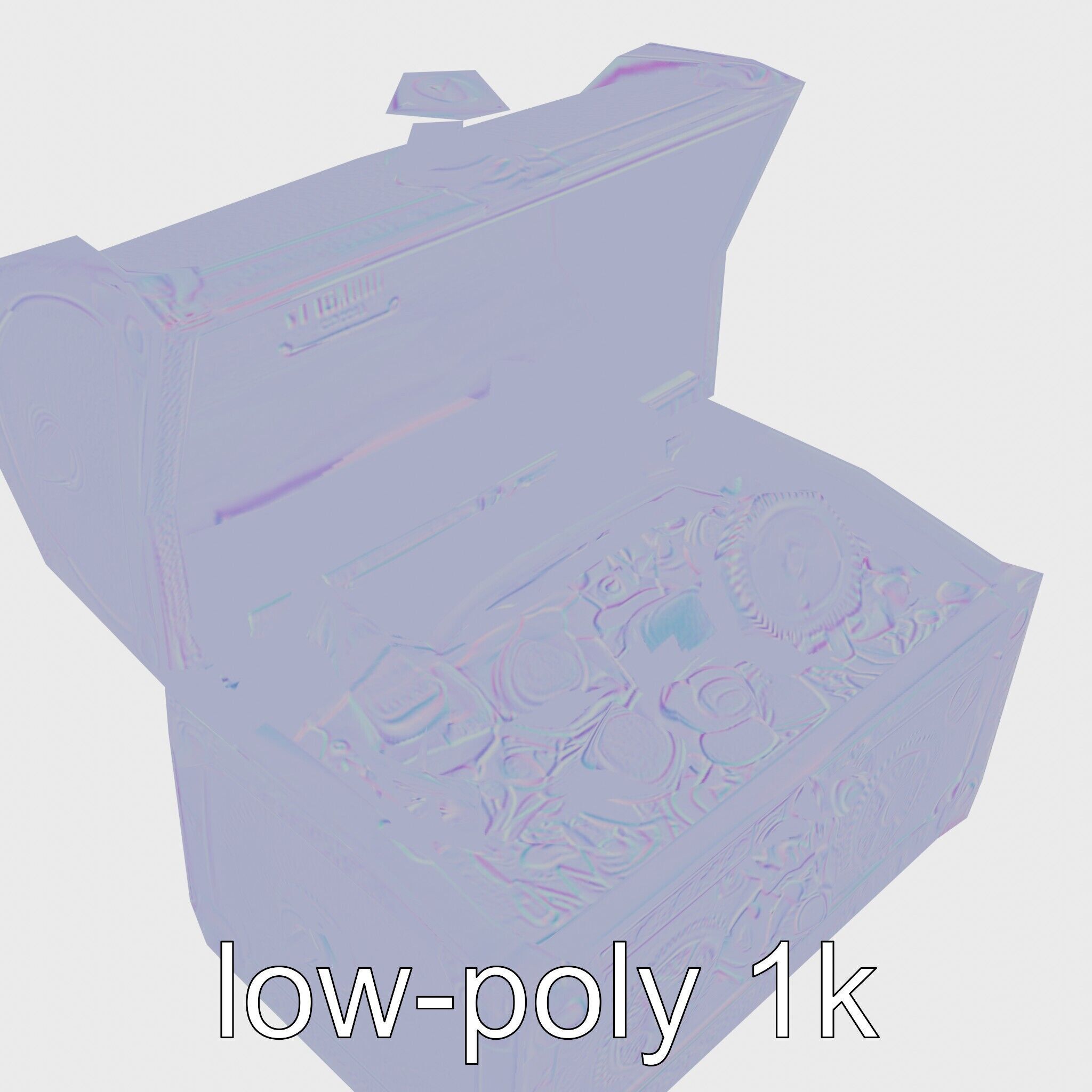 Steampunk Treasure Chest with Mechanical Details Low-poly 3D model_14