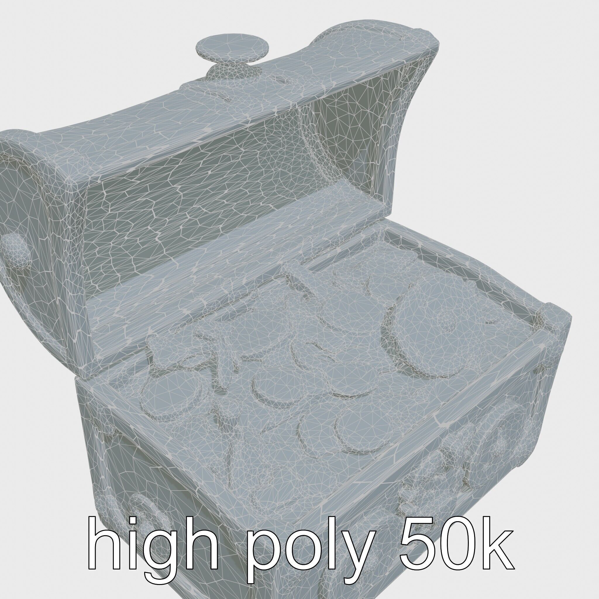 Steampunk Treasure Chest with Mechanical Details Low-poly 3D model_28