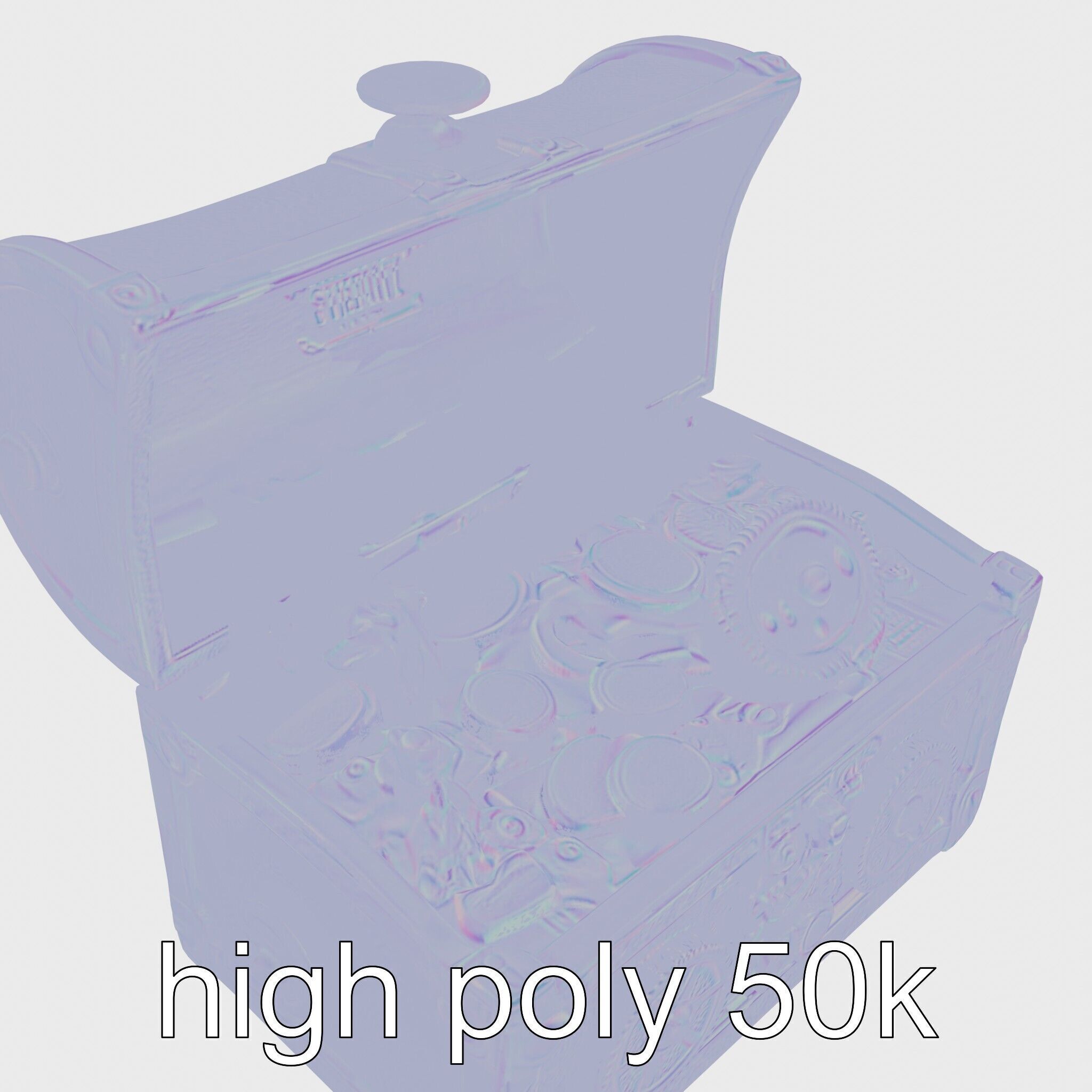 Steampunk Treasure Chest with Mechanical Details Low-poly 3D model_18