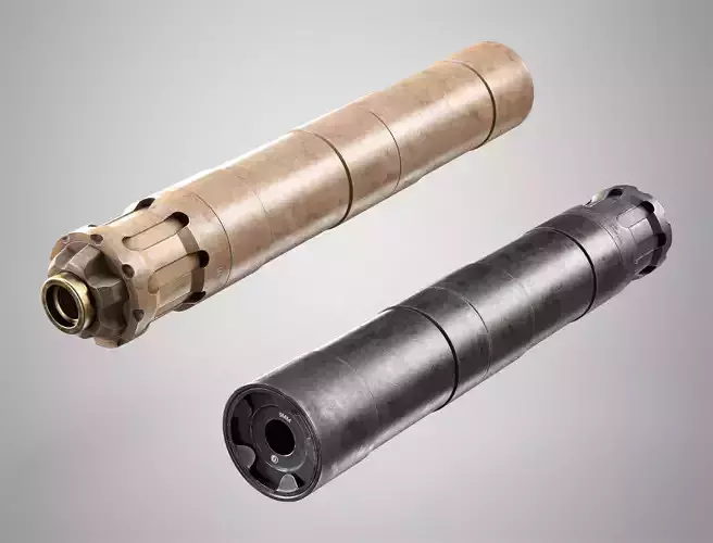 Rugged Obsidian Silencer - 9mm Hundgun Suppressor AAA Low-poly 3D model