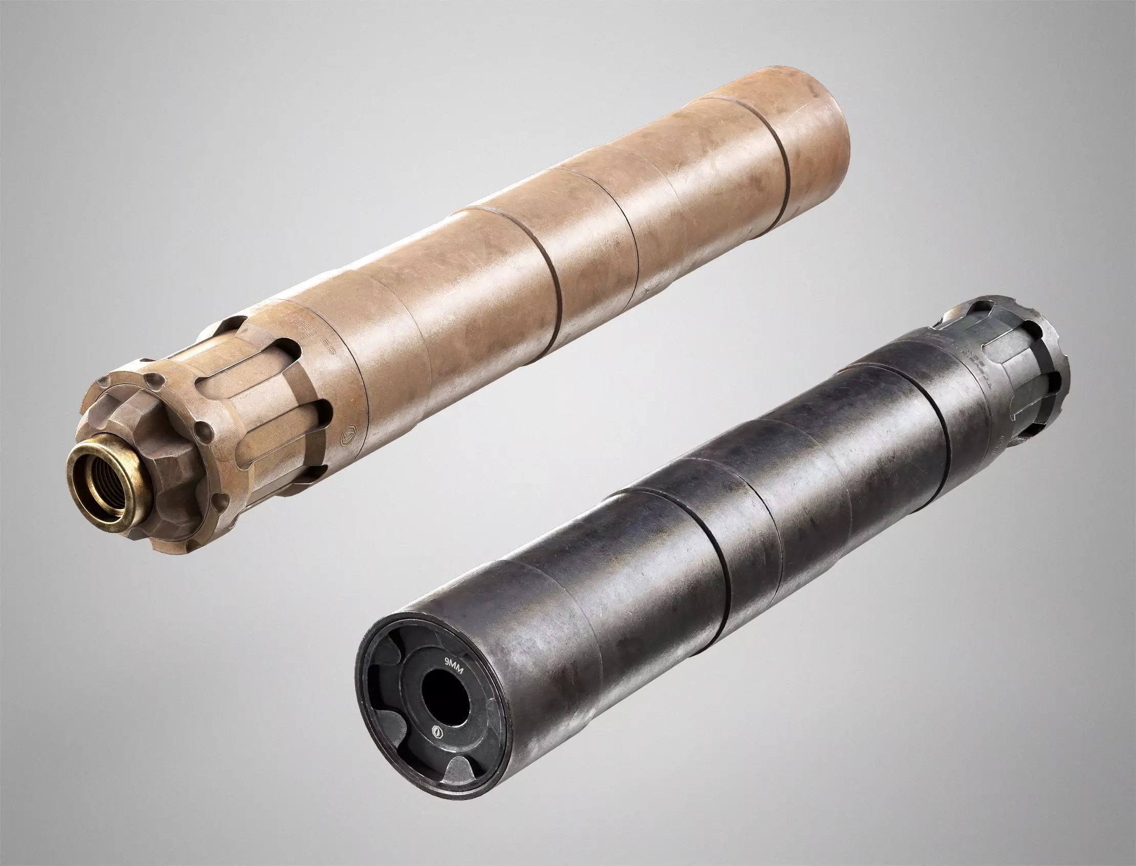 Rugged Obsidian Silencer - 9mm Hundgun Suppressor AAA Low-poly 3D model