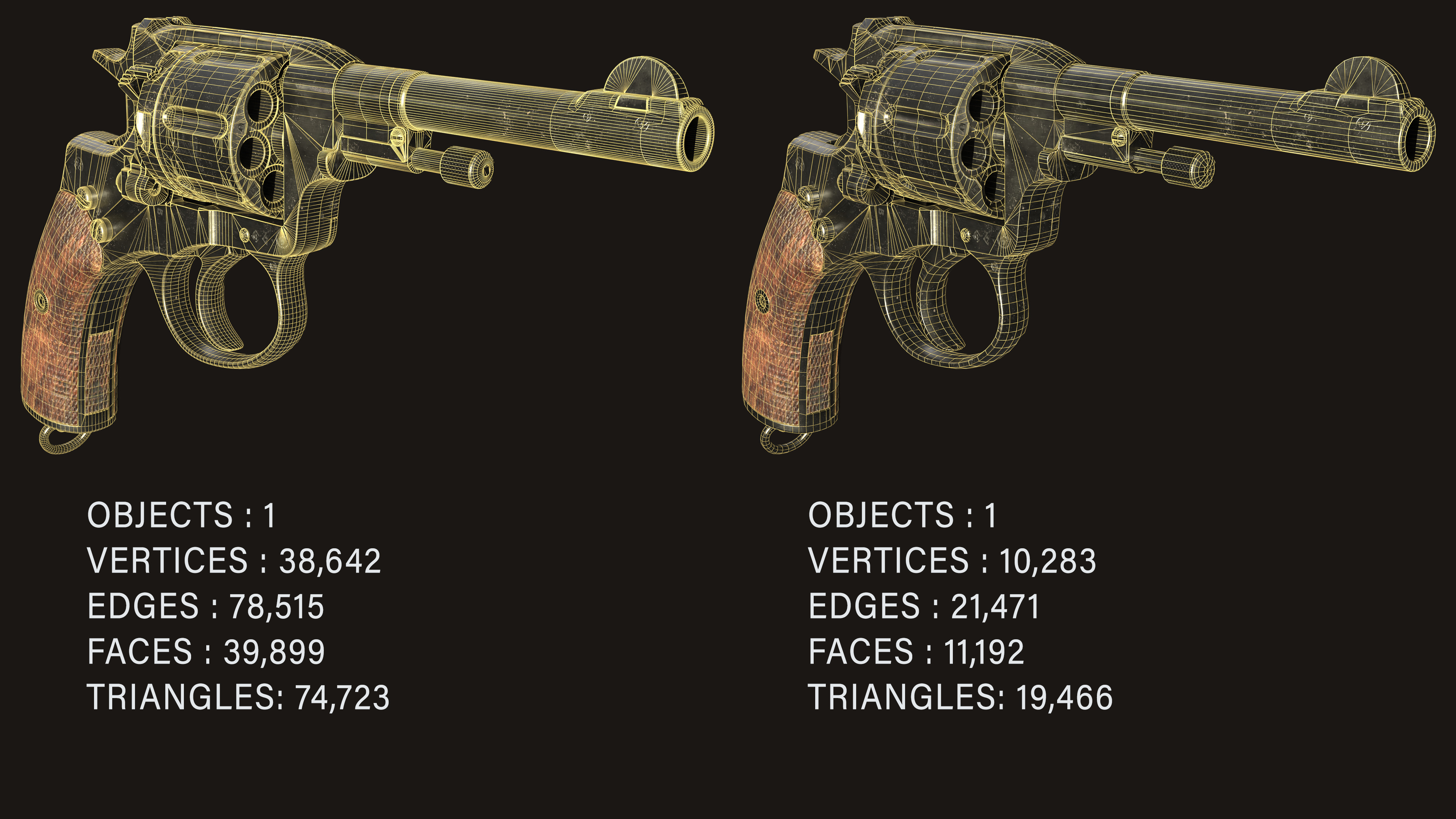 Nagant M1895 Revolver Low-poly 3D model_3