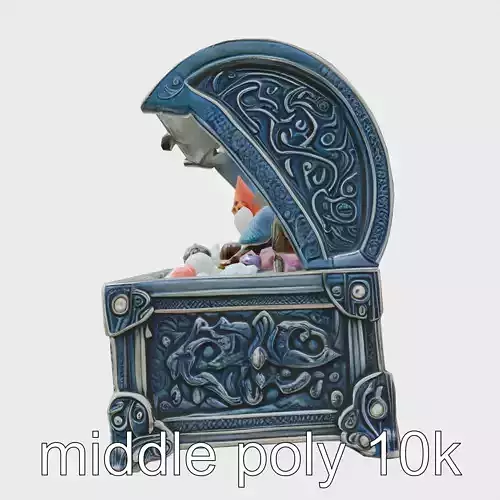 Dark Fantasy Treasure Chest with Cursed Jewels and Artifacts Low-poly 3D model